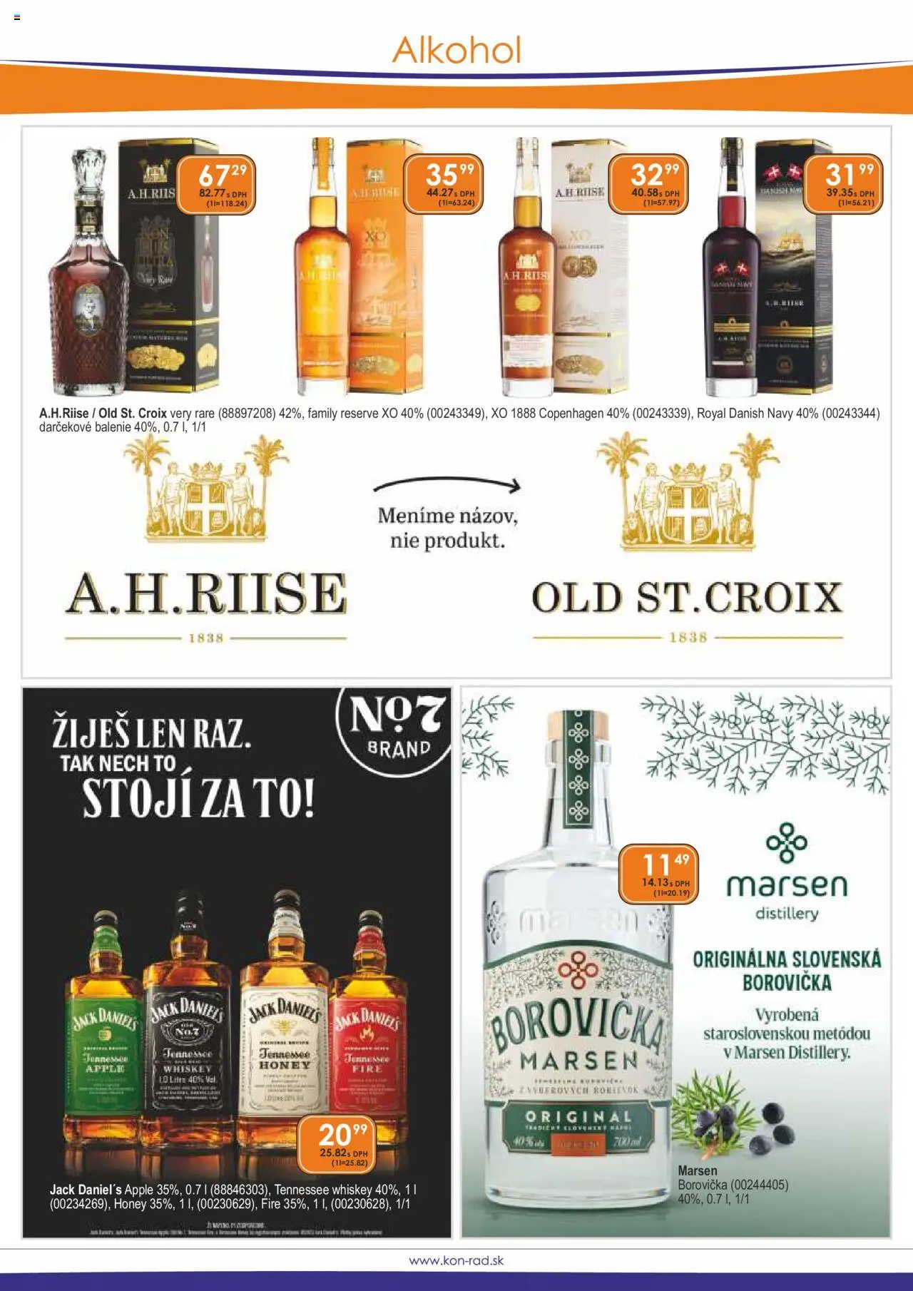 Nové KON - RAD akcie – leták je platný od 01.10.2025 | Strana: 4 | Produkty: Borovička, Apple, Alkohol, Jack Daniel's