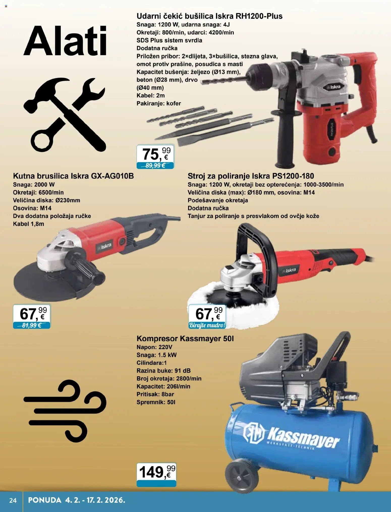KTC katalog | vrijedi od 04.02.2026 | Stranica: 24 | Proizvodi: Brusilica, Kofer, Kompresor, Bušilica