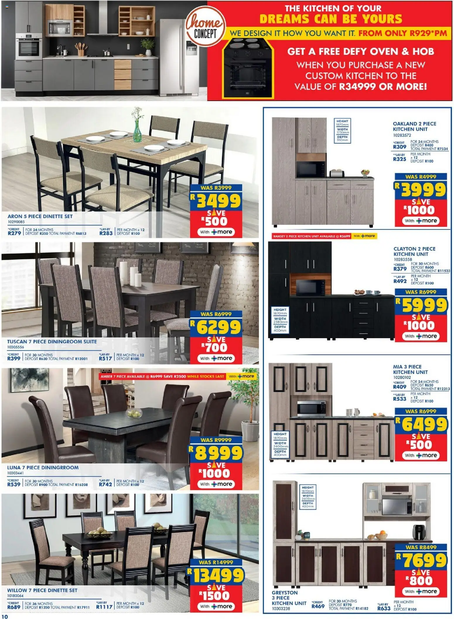 New Russells catalogue – valid from 02.12.2025 | Page: 10 | Products: Oven, Hob, Kitchen unit, Dinette set