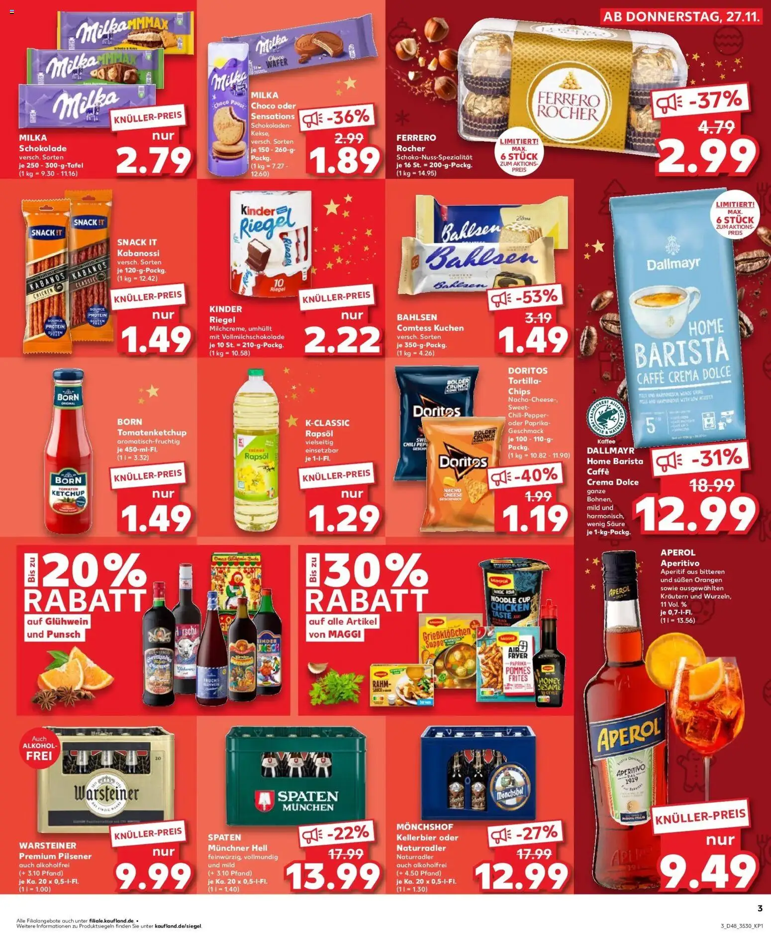 Kaufland prospekt Meißen	 – gültig ab 27.11.2025 | Seite: 3 | Produkte: Ferrero rocher, Dallmayr, Kuchen, Chips