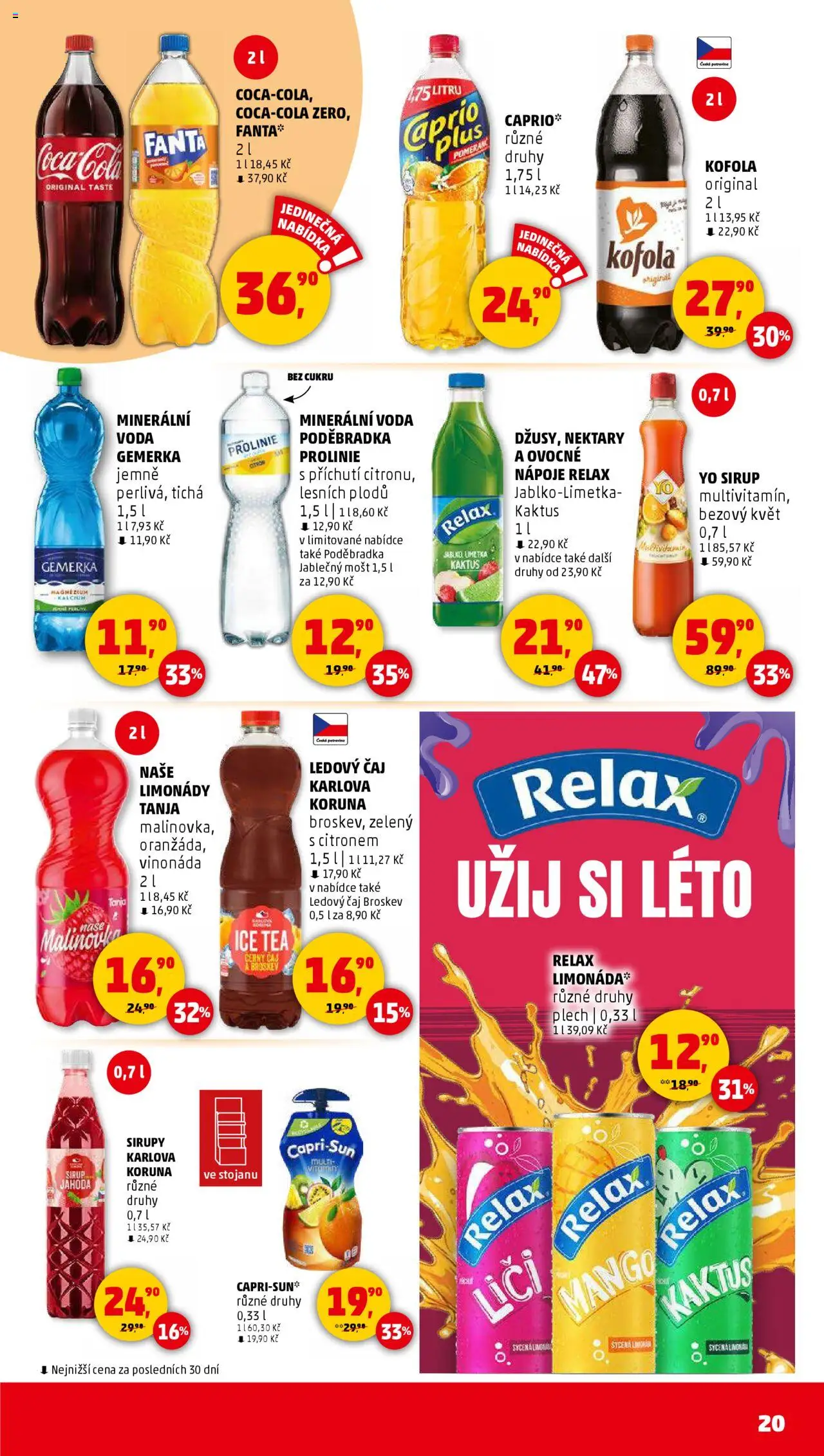 Penny Market leták - Čtvrtečník od 26.06.2025 | Strana: 20 | Produkty: Poděbradka, Sirup, Ice tea, Minerální voda