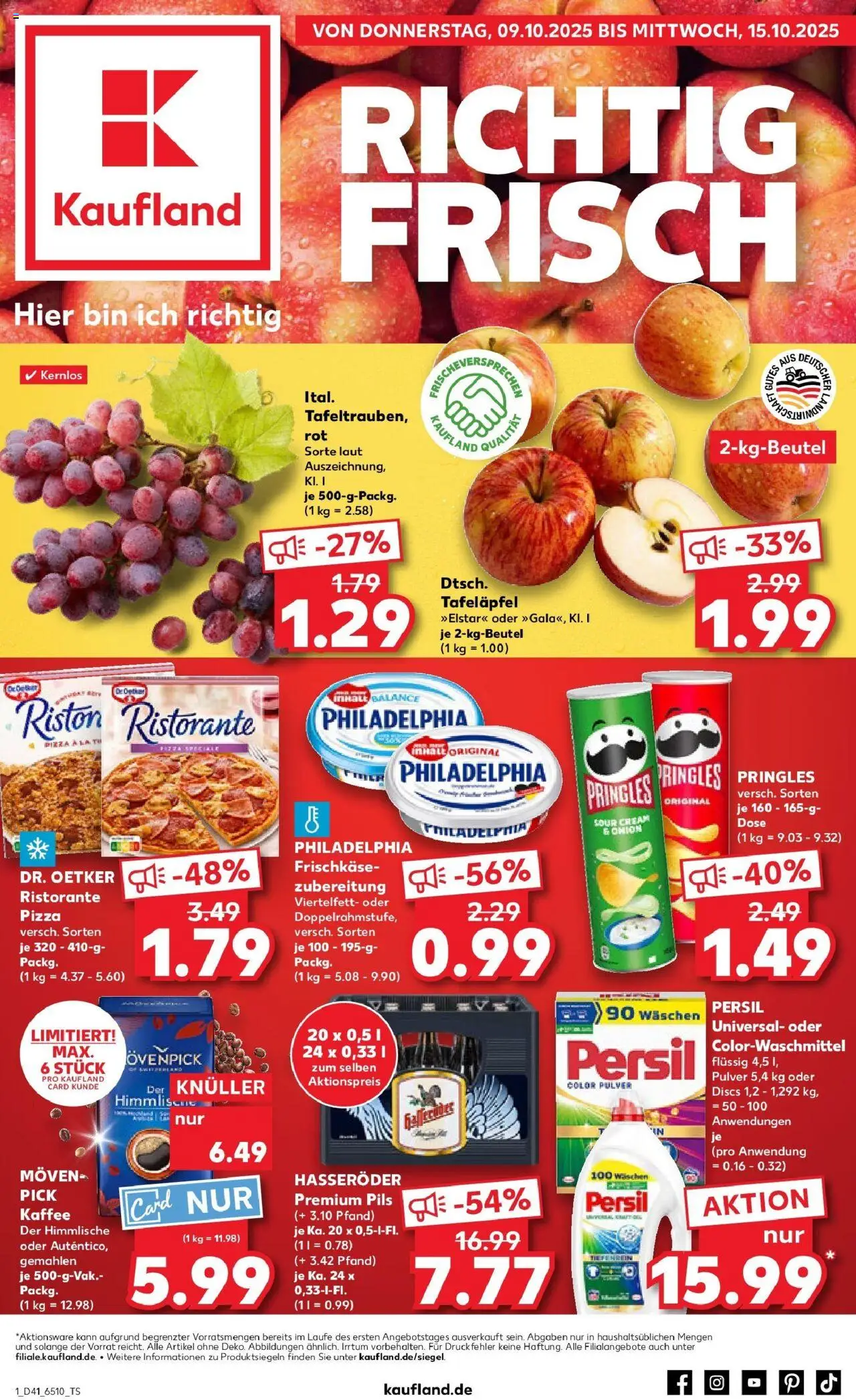 Kaufland prospekt Emmerich Am Rhein	 – gültig ab 09.10.2025 | Seite: 1 | Produkte: Philadelphia, Pringles, Chips, Persil