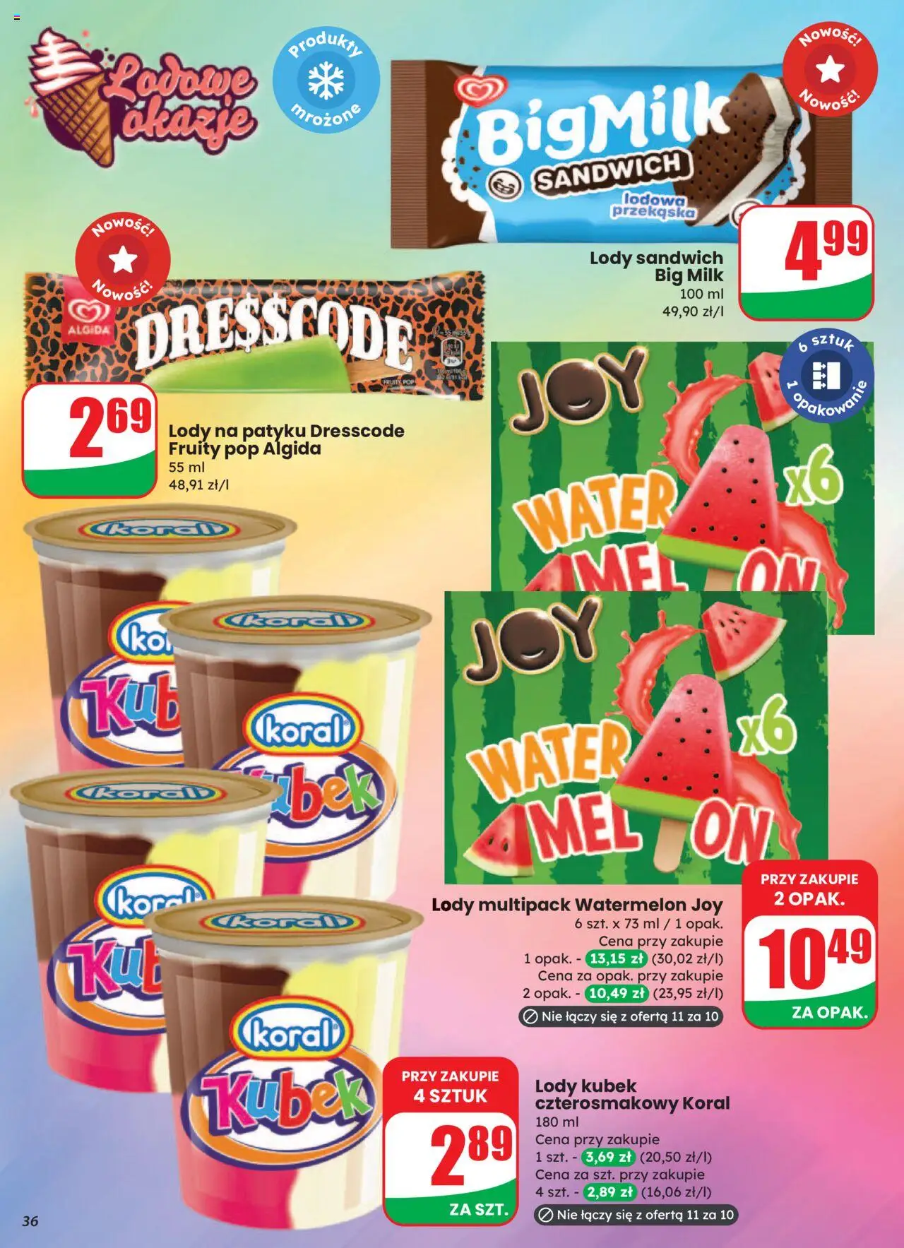 Dino Gazetka od 13.08.2025 | Strona: 36 | Produkty: Sandwich, Big Milk, Lody na patyku, Lody