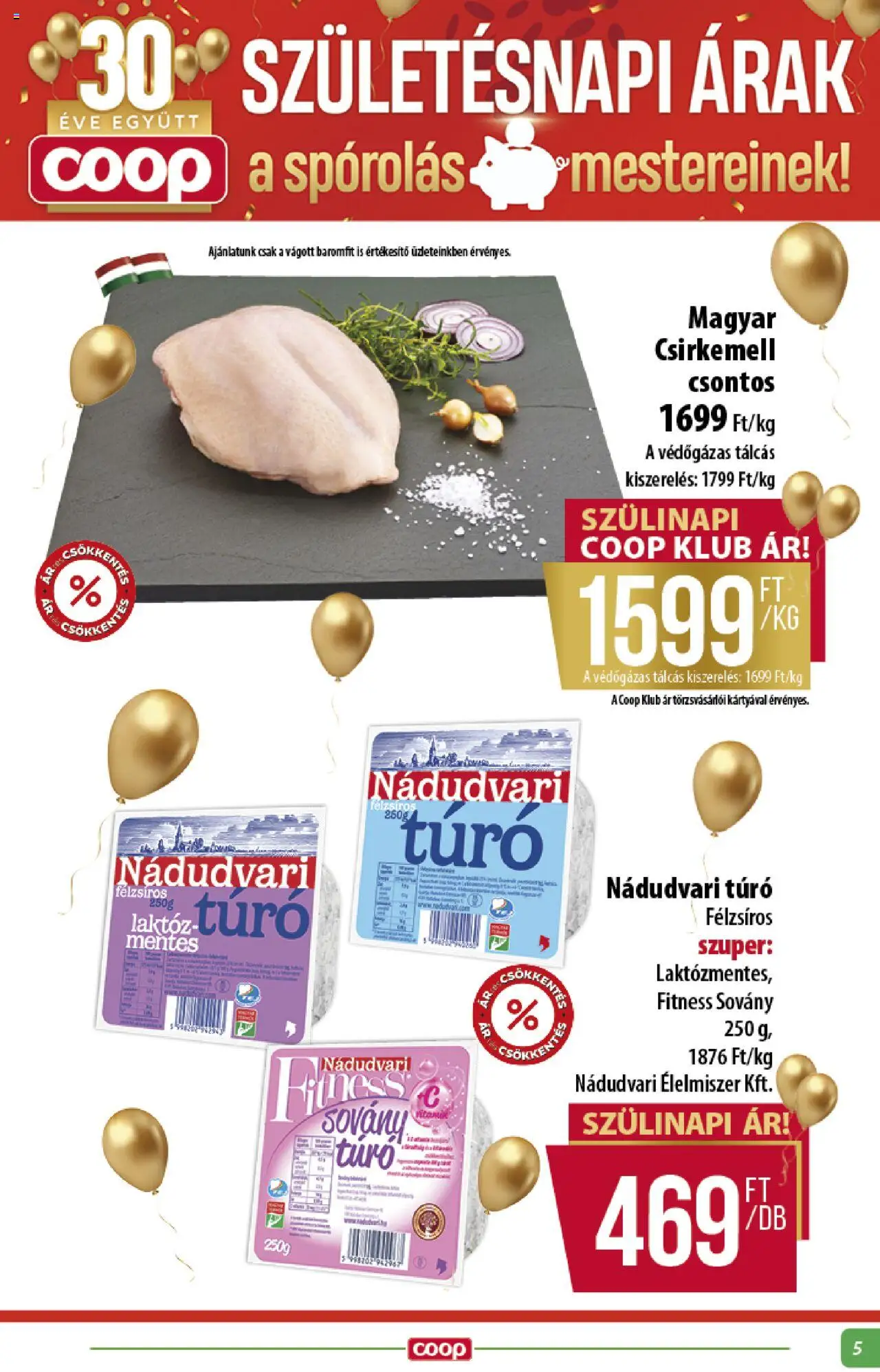 COOP akciós ujság - amely érvényes a következő dátumtól: 19.06.2025 | Oldal: 5 | Termékek: Cottage cheese, Túró, Csirkemell