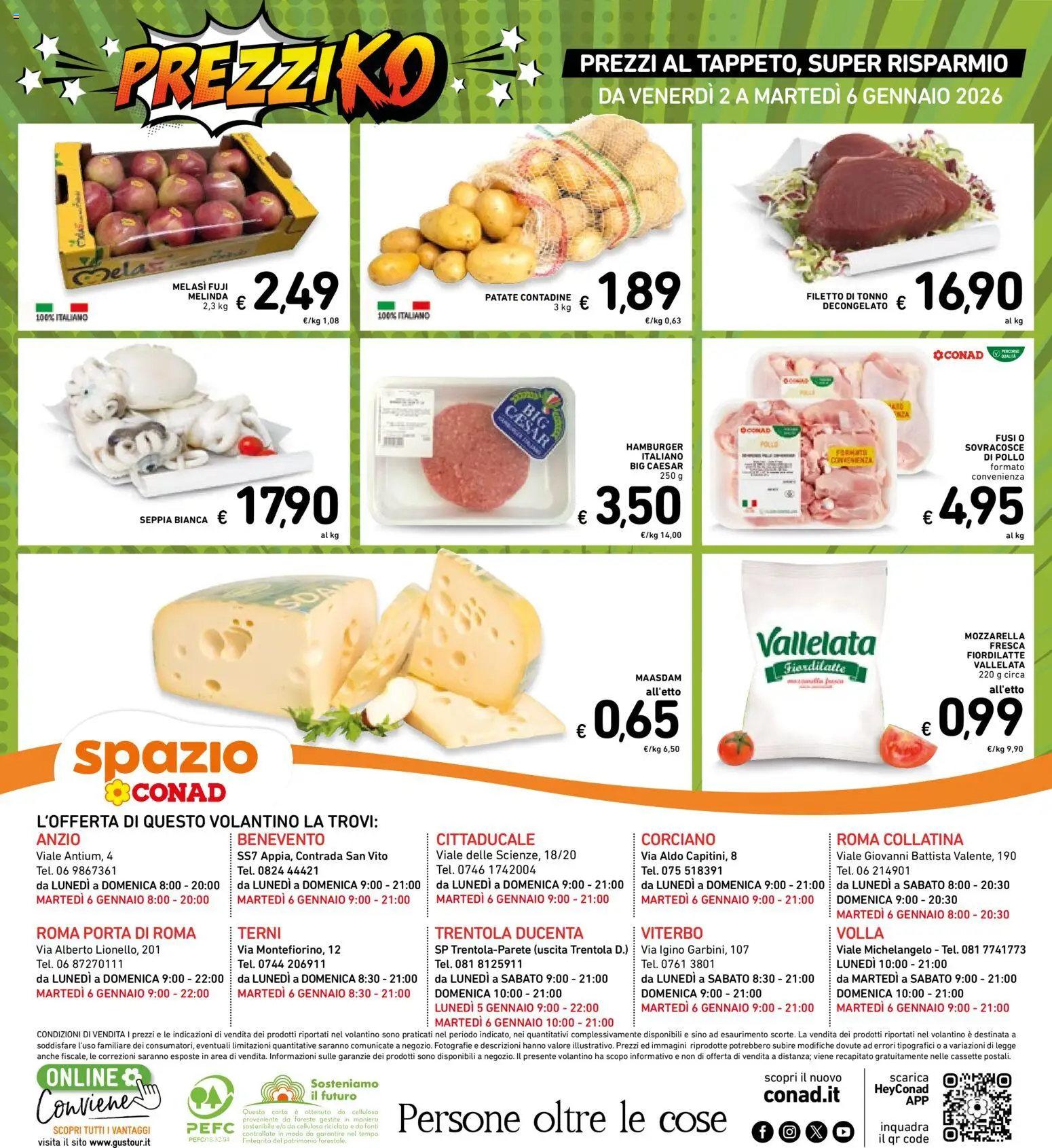 Volantino Spazio Conad del 02.01.2026 | Pagina: 4 | Prodotti: Pollo, Patate, Mozzarella, Tonno