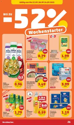 Penny Markt Flugblatt gültig ab 18.09.2025 | Seite: 26 | Produkte: Hajdina liszt, Reis, Sauerrahm, Ananas