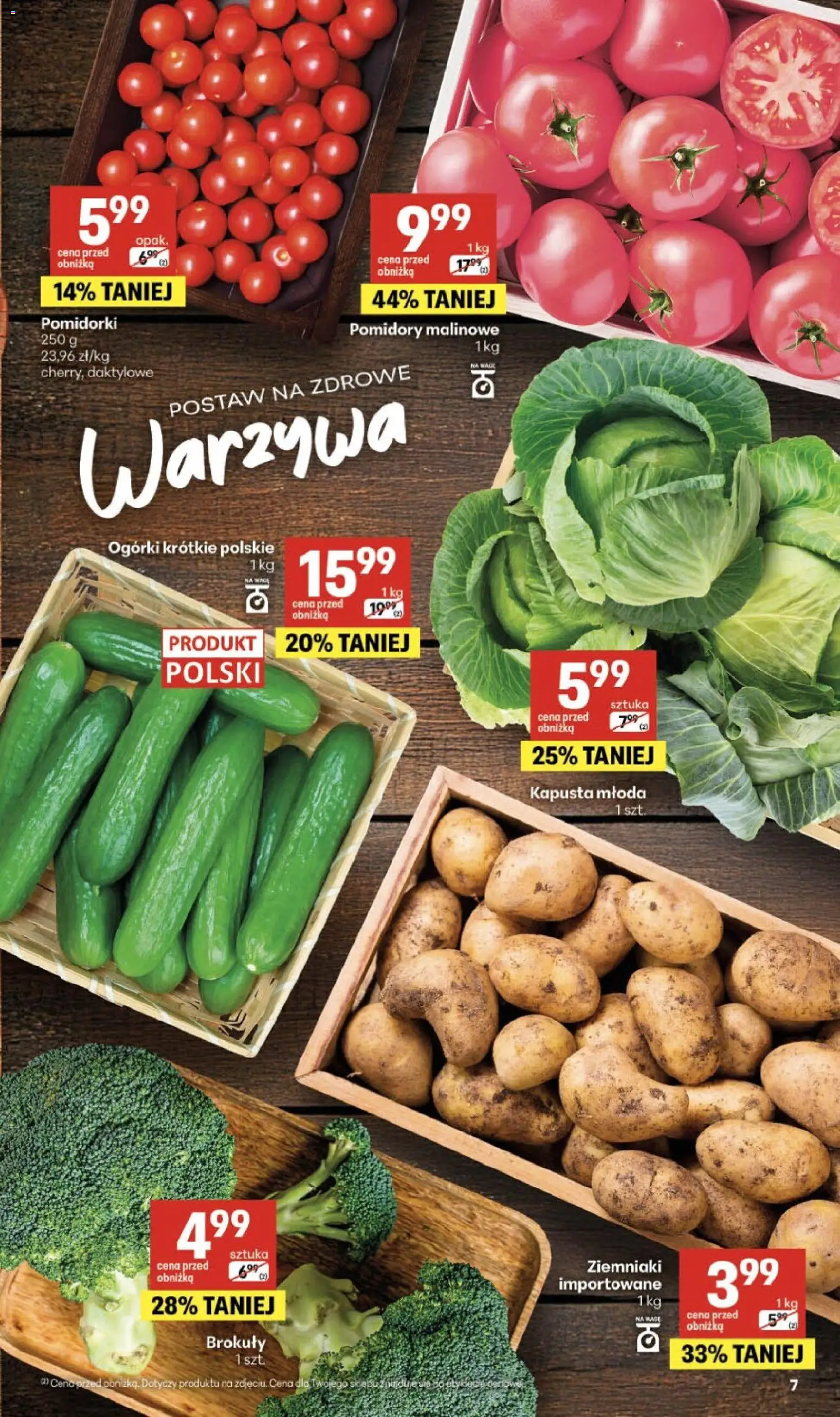 Delikatesy Centrum gazetka - Sklepy Własne od 05.03.2026 | Strona: 7 | Produkty: Pomidory malinowe, Ogórki, Ziemniaki, Warzywa