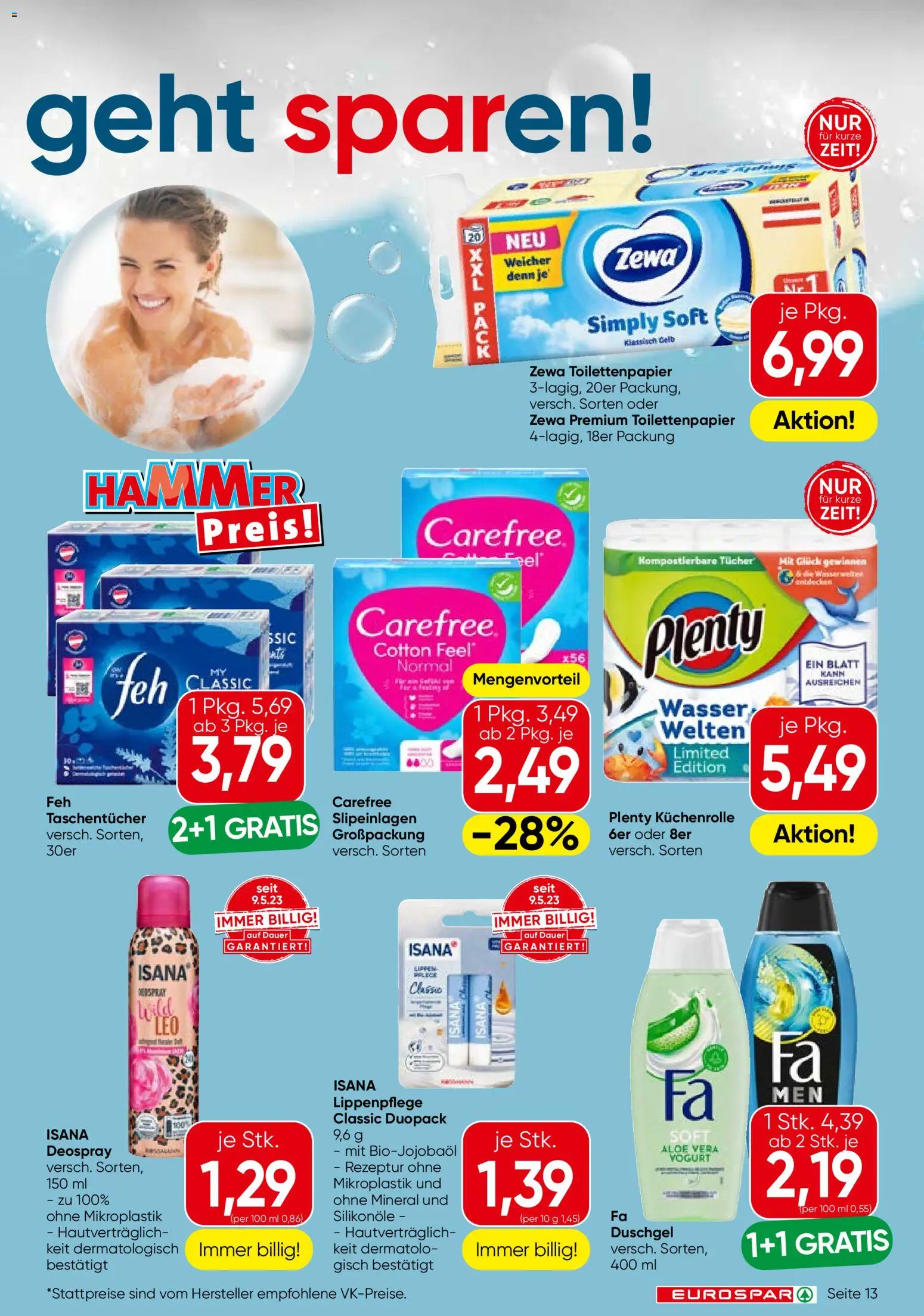 Eurospar Flugblatt - Wien gültig ab 29.01.2026 | Seite: 13 | Produkte: Wasser, Duschgel