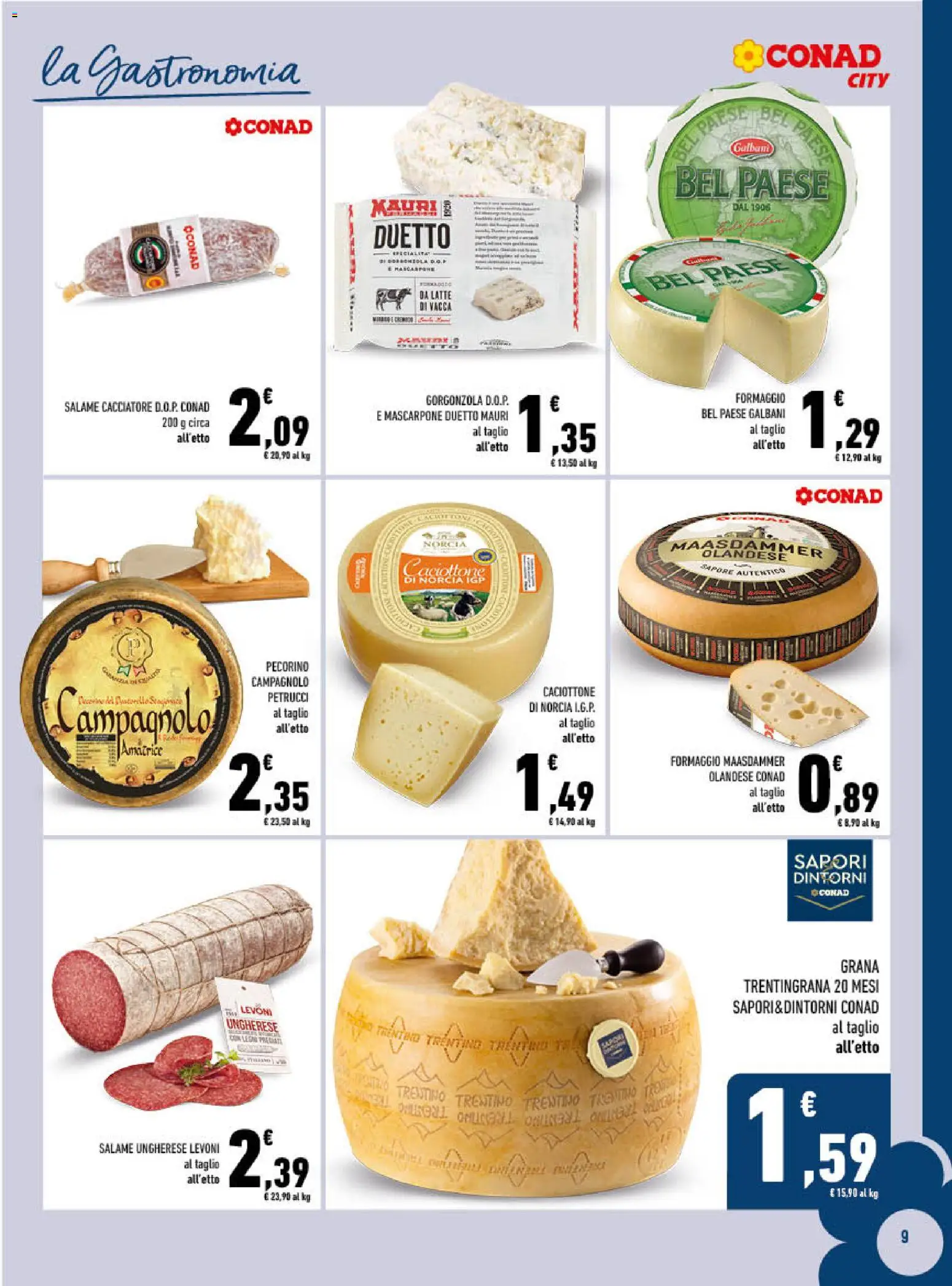 Volantino Conad del 14.01.2026 | Pagina: 9 | Prodotti: Salame, Formaggio, Gorgonzola, Pecorino