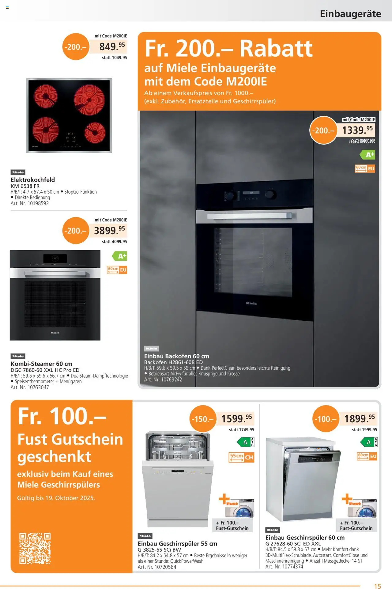 Fust Aktionen ab 25.08.2025 | Seite: 15 | Produkte: Backofen, Geschirrspüler, Miele