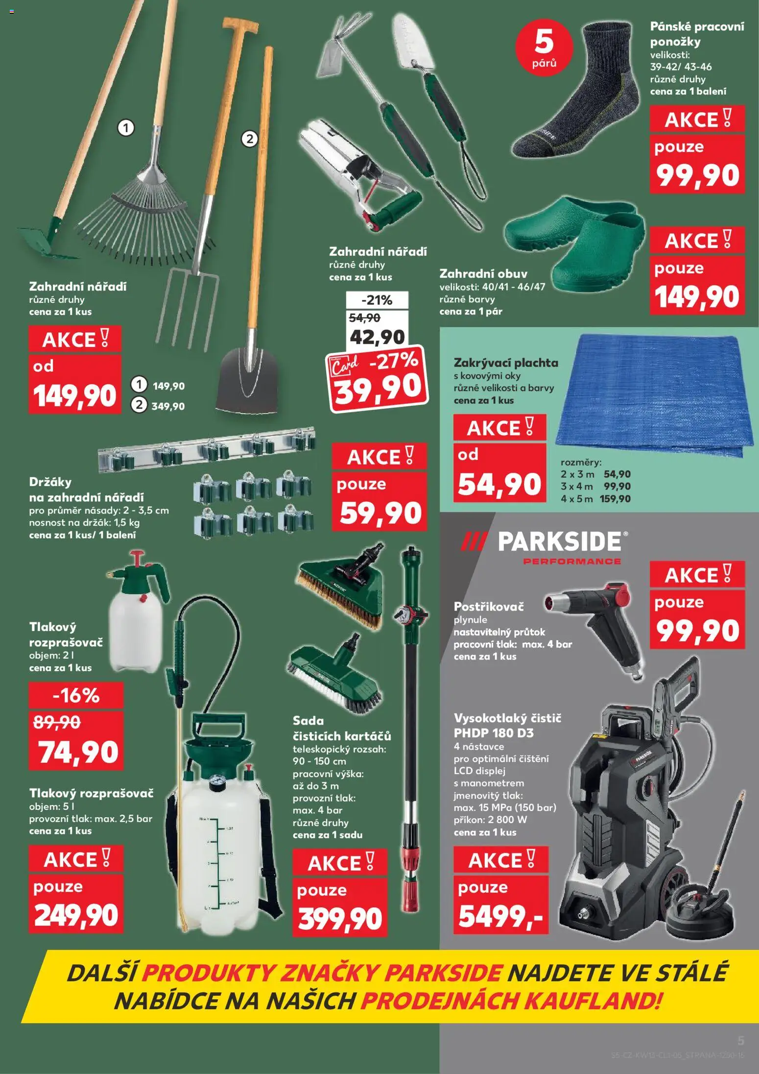 Kaufland leták - Chomutov od 25.03.2026 | Strana: 5 | Produkty: Parkside, Obuv, Vysokotlaký čistič, Rozprašovač