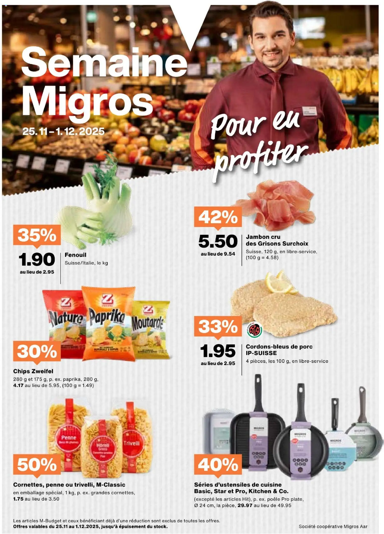 Migros Aktionen FR – gültig ab 25.11.2025 | Seite: 1 | Produkte: Pasta, Chips