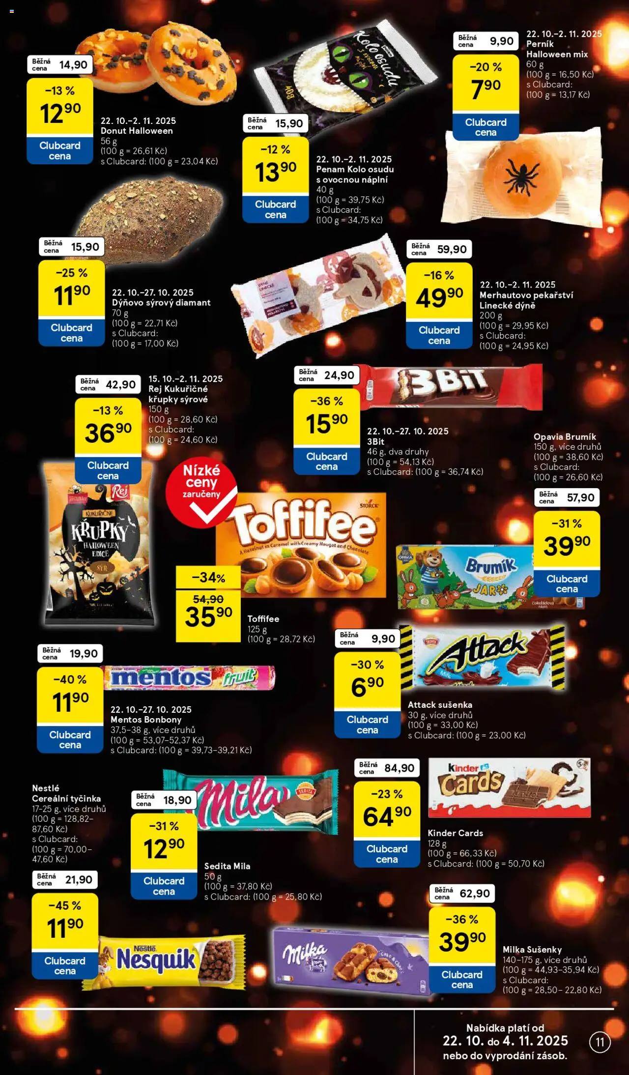 Tesco leták - Hypermarket od 22.10.2025 | Strana: 11 | Produkty: Toffifee, Mila, Kinder, Brumik