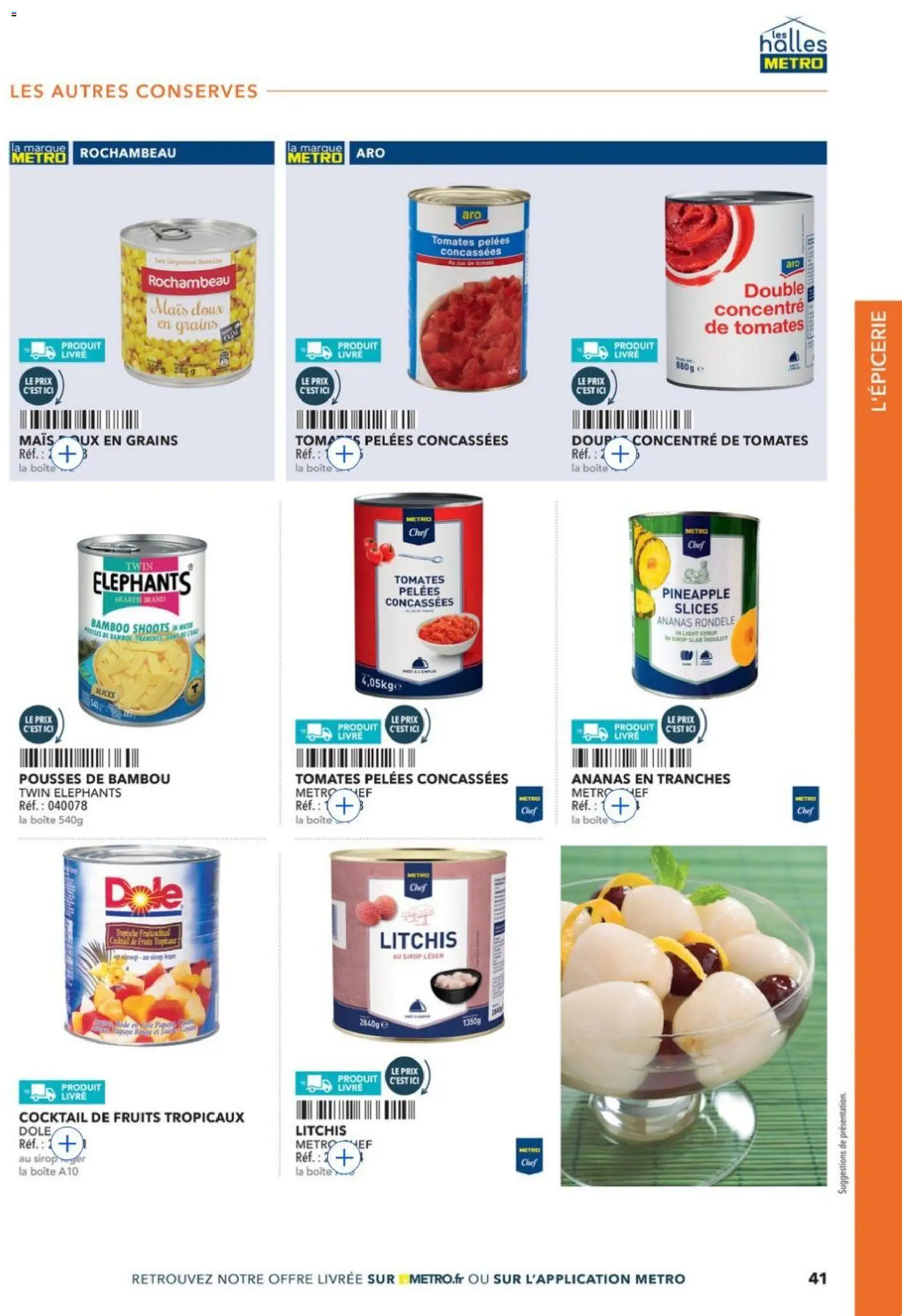 {H1} | Page: 41 | Produits: Mais, Tomates, Ananas, Livre