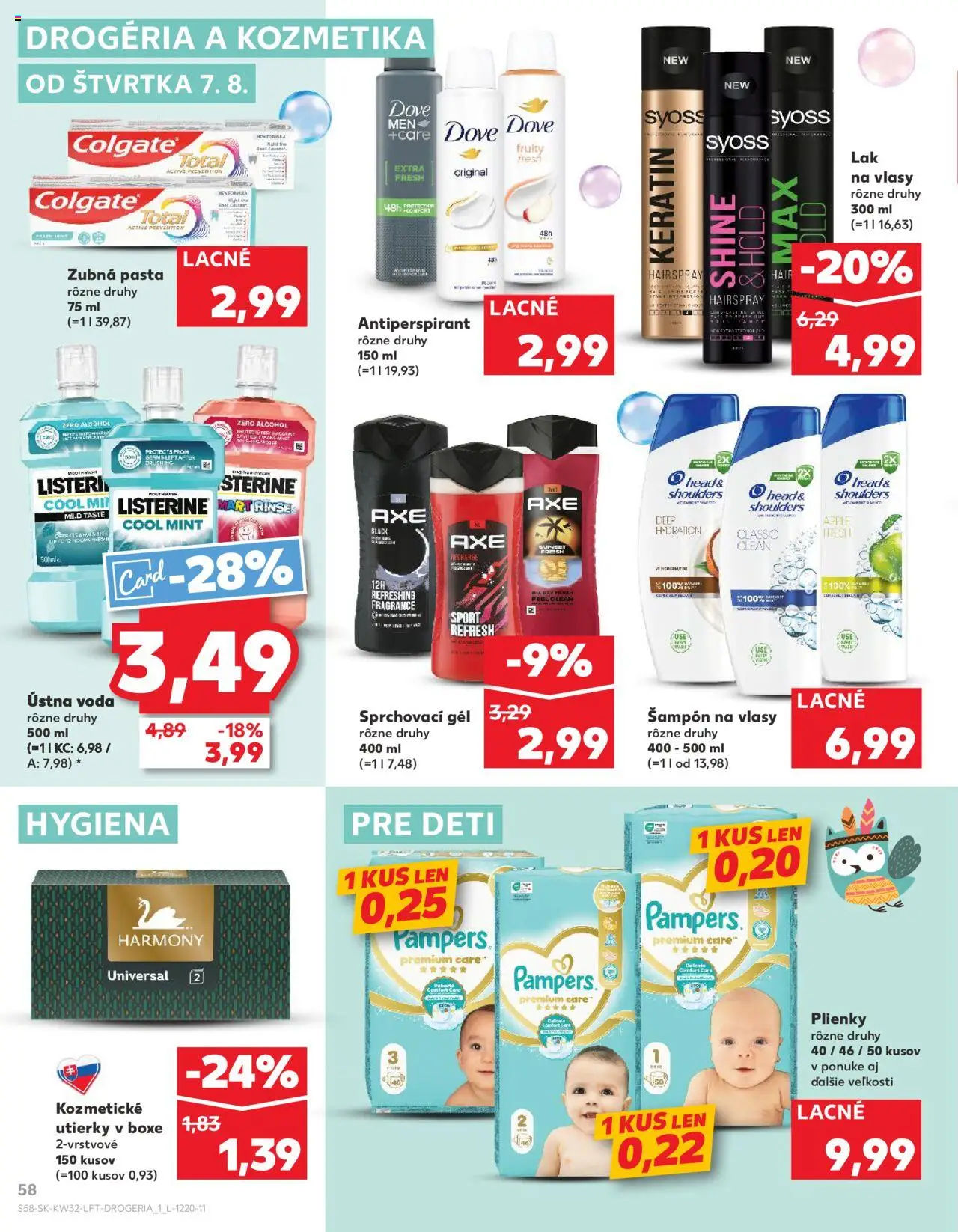 Kaufland SK akciós ujság - amely érvényes a következő dátumtól: 07.08.2025 | Oldal: 58 | Termékek: Pampers, Sampon
