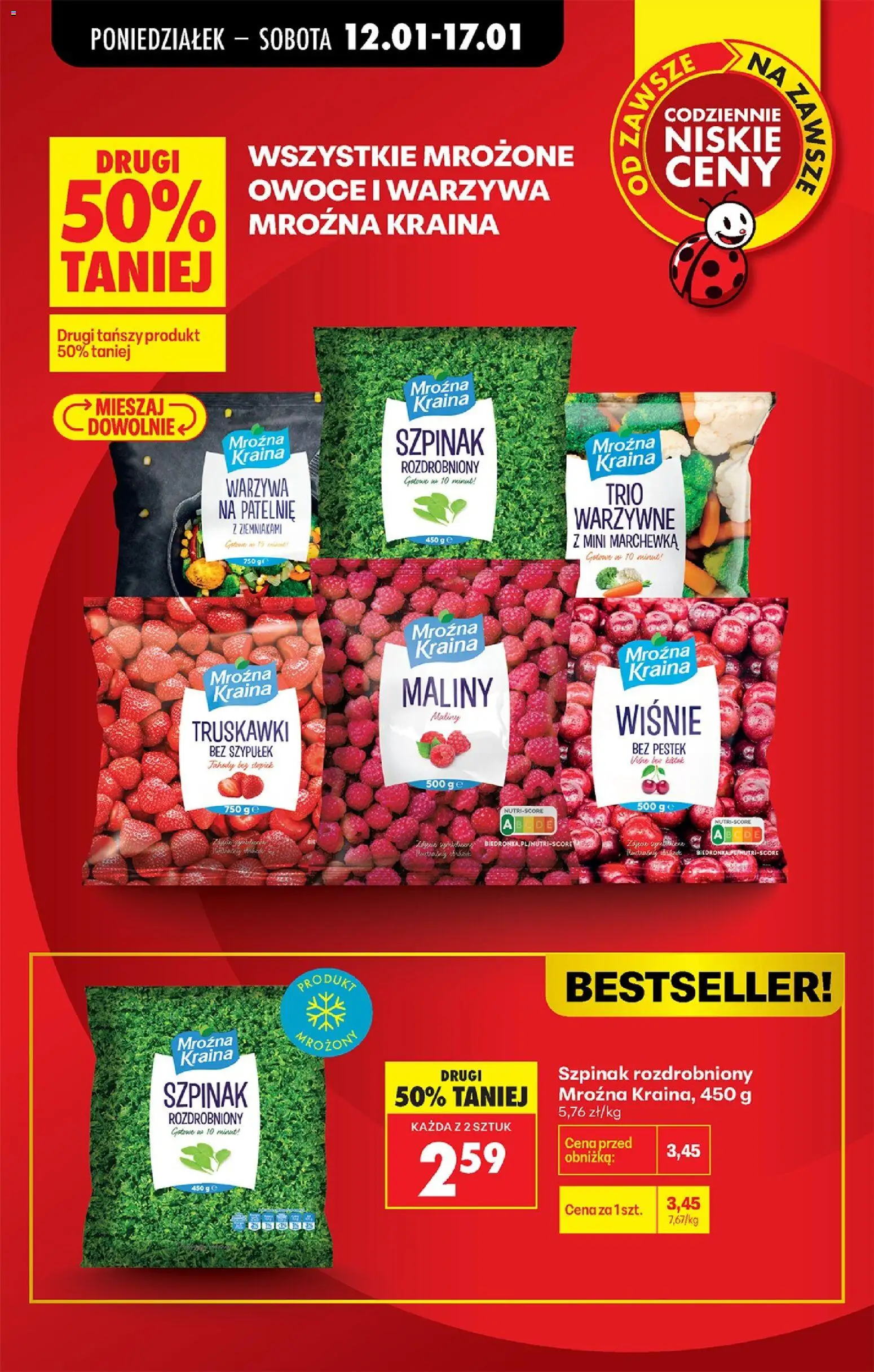 Biedronka gazetka od 12.01.2026 | Strona: 9 | Produkty: Maliny, Patelnie, Truskawki, Warzywa