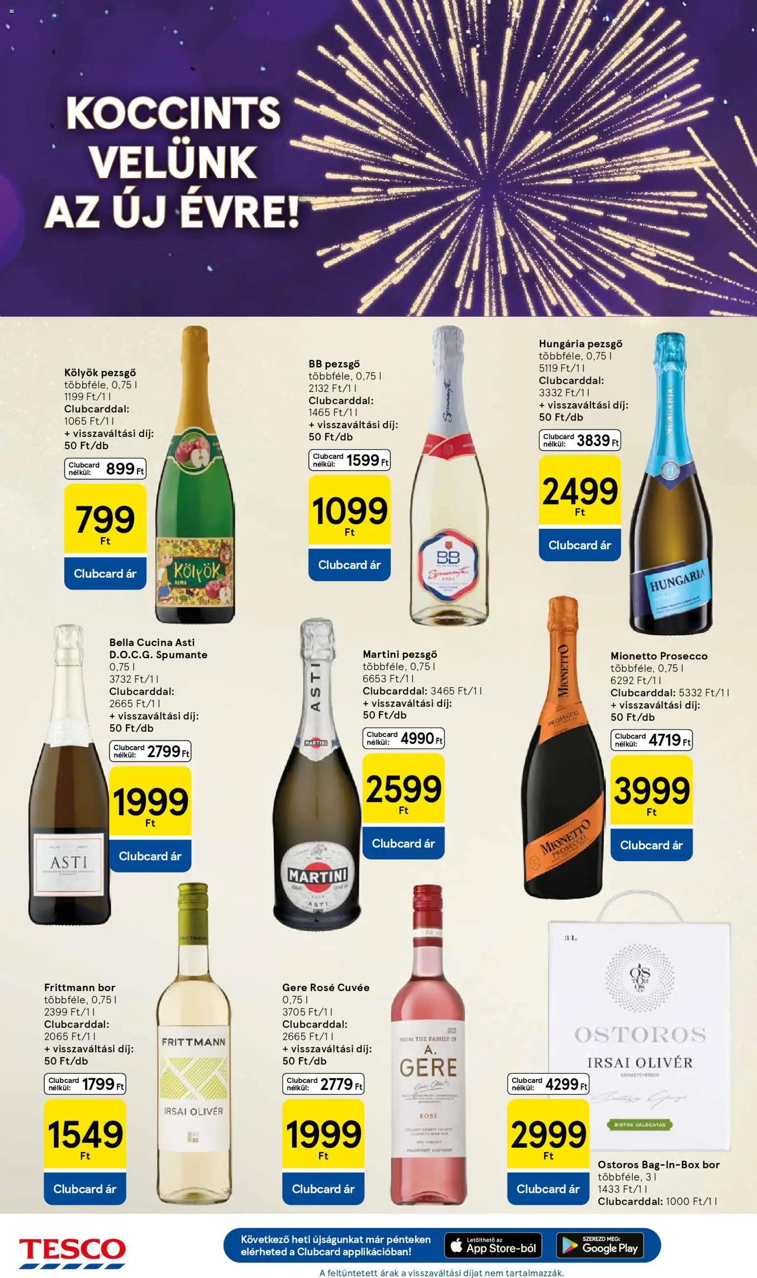Tesco akciós ujság - amely érvényes a következő dátumtól: 27.12.2025 | Oldal: 8 | Termékek: Pezsgő, Bb pezsgő, Bor