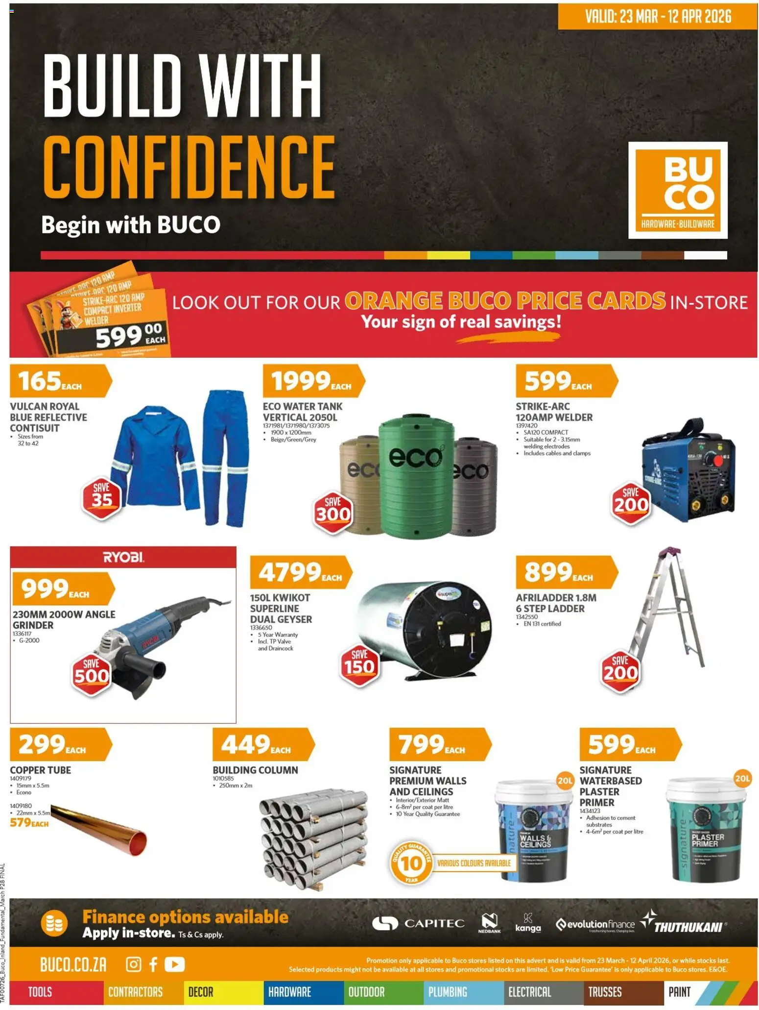 New BUCO catalogue – valid from 23.03.2026 | Page: 2 | Products: Grinder, Geyser, Valve, Water