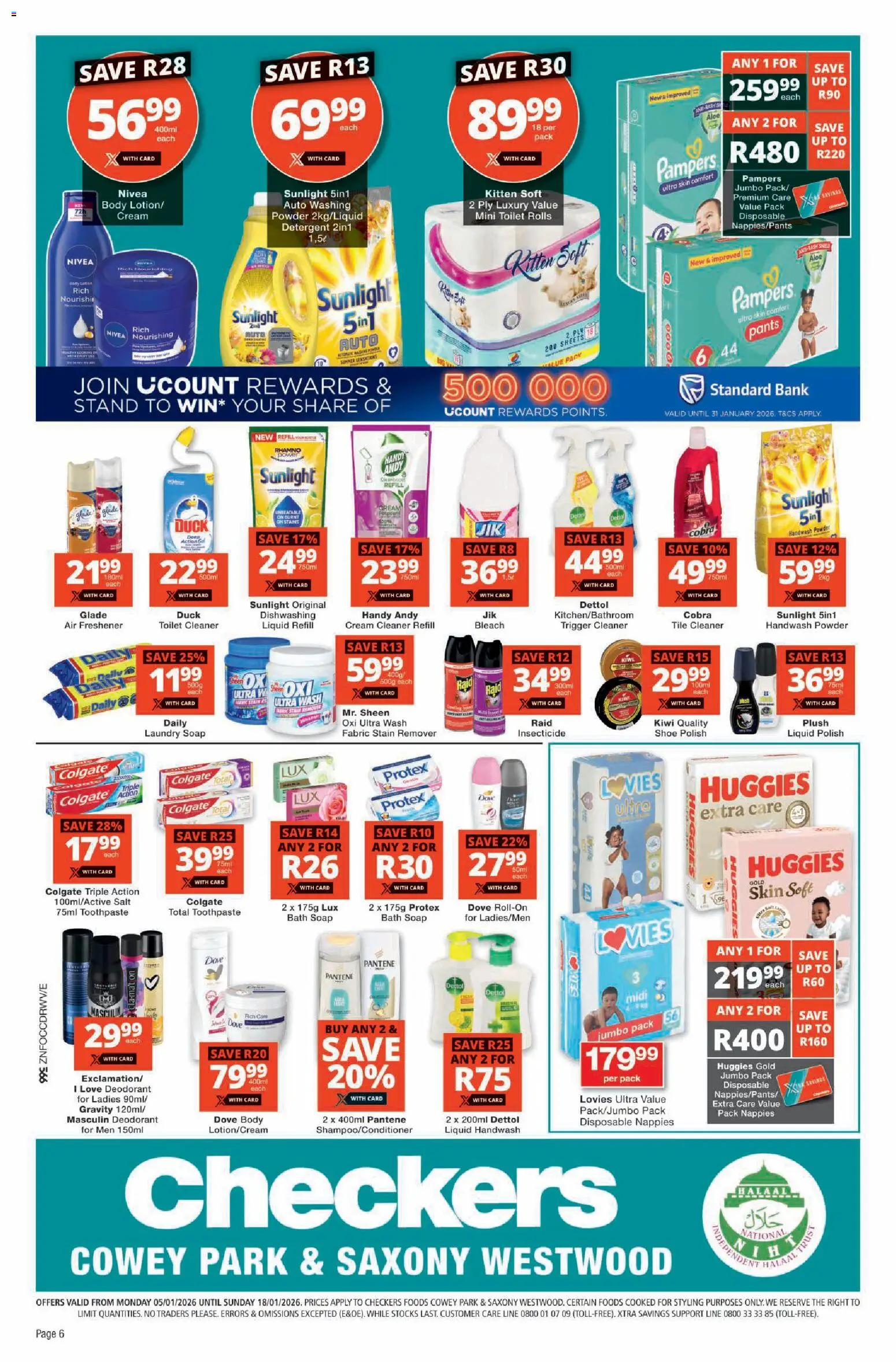 New Checkers catalogue – valid from 05.01.2026 | Page: 6 | Products: Kiwi, Toothpaste, Stain remover, Nappies