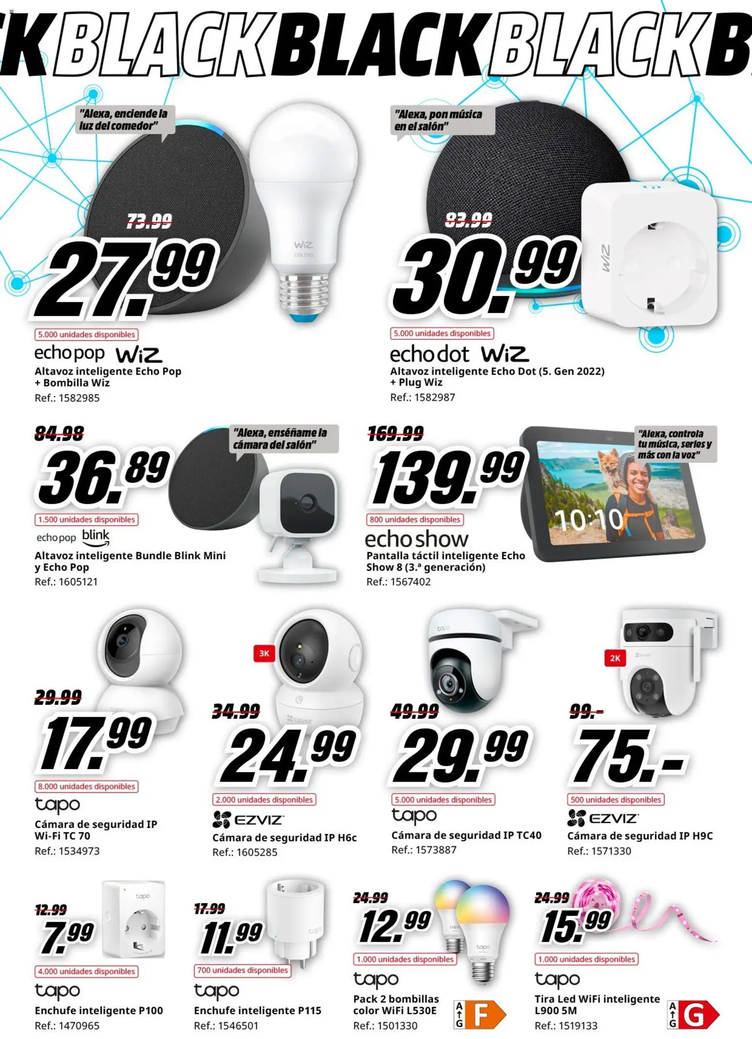 Media Markt Black Friday │ válido desde el 21.11.2025 | Página: 8 | Productos: Cámara, Altavoz, Bombilla, Enchufe