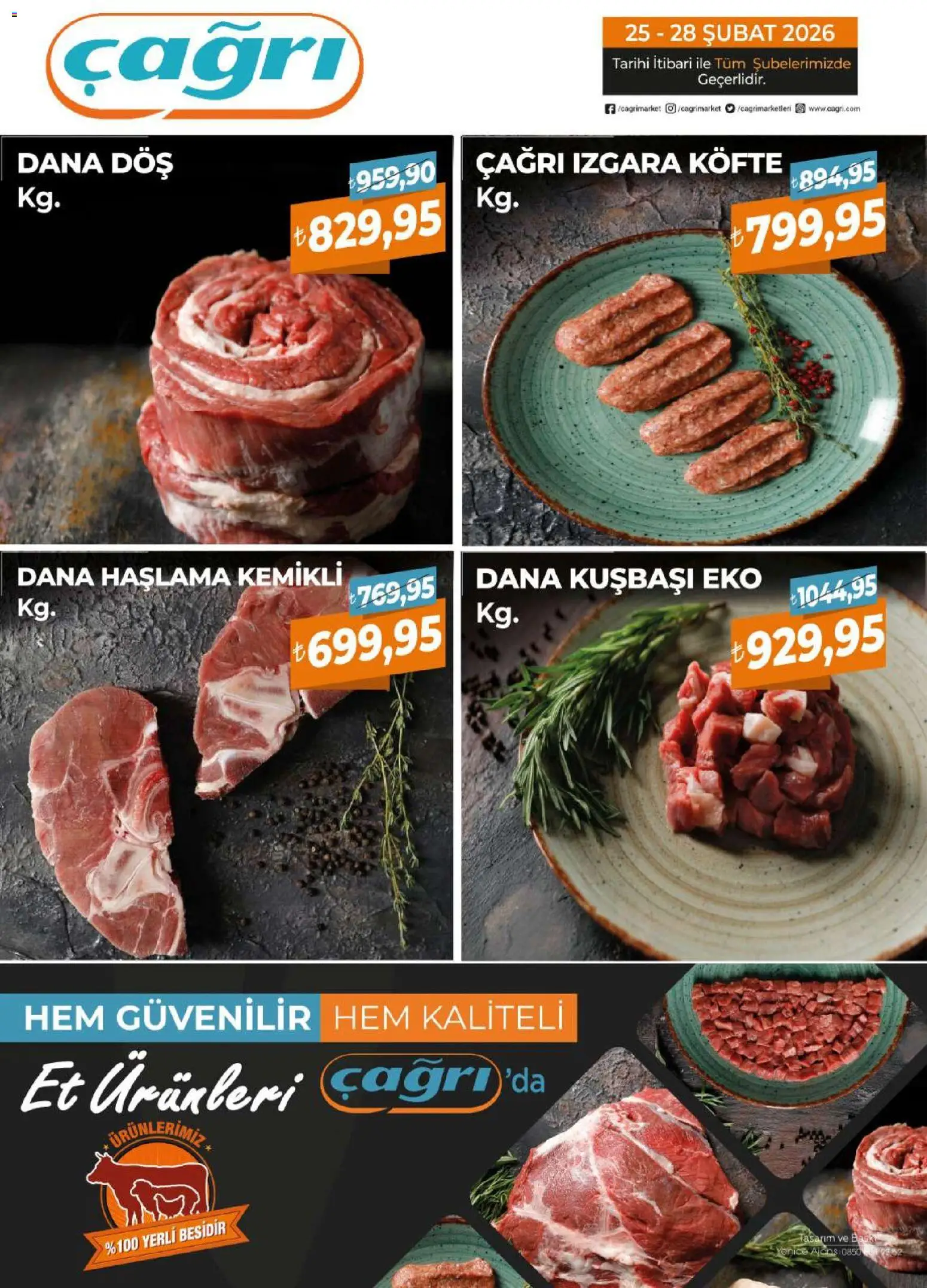 Çağrı Market - Dana Katalog - 25.02.2026 tarihinden itibaren geçerlidir | Sayfa: 1 | Ürünler: Dana kuşbaşı, Izgara köfte, Izgara
