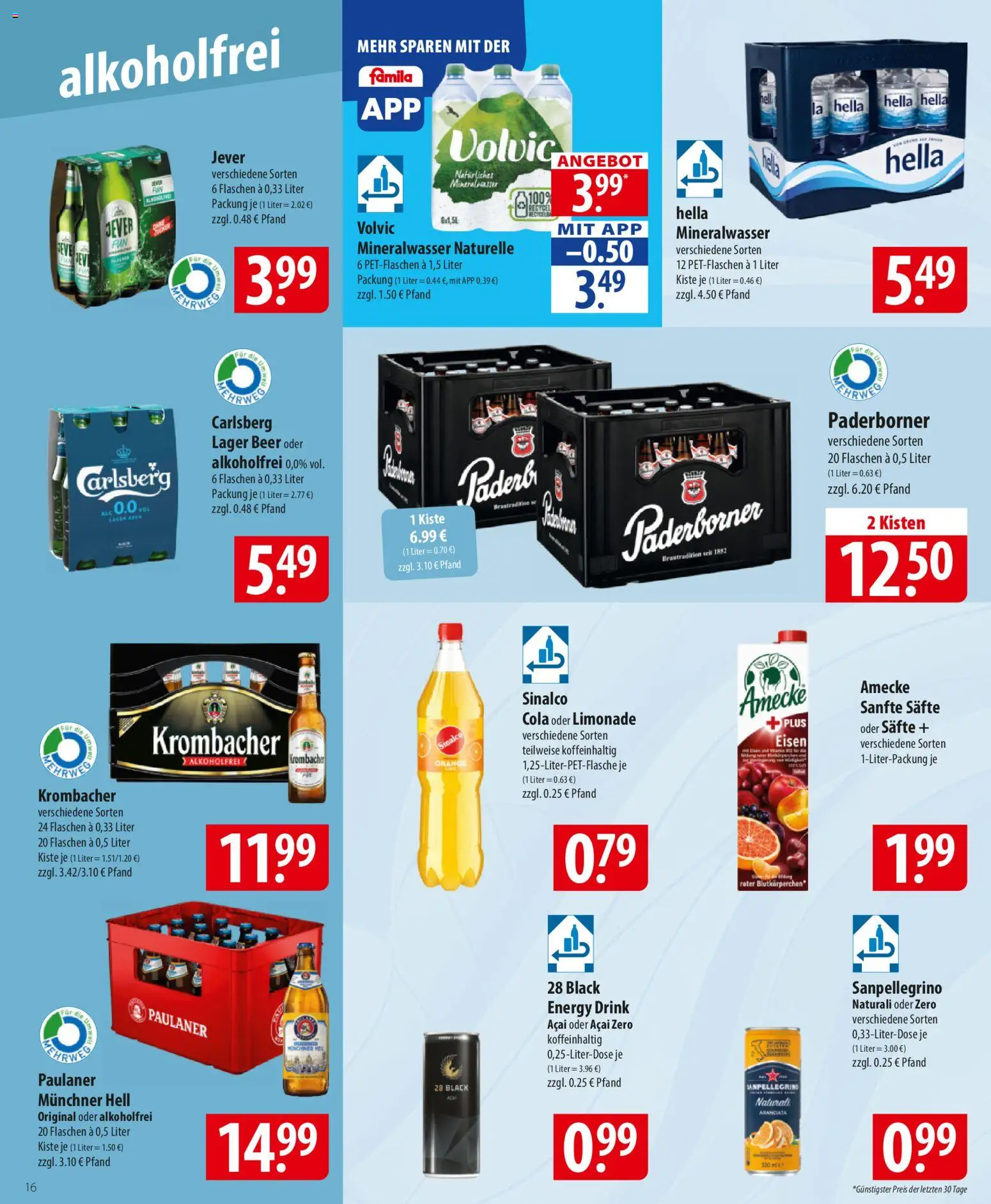 Famila Prospekt 	 – gültig ab 05.01.2026 | Seite: 16 | Produkte: Energy, Hella, Krombacher, Volvic