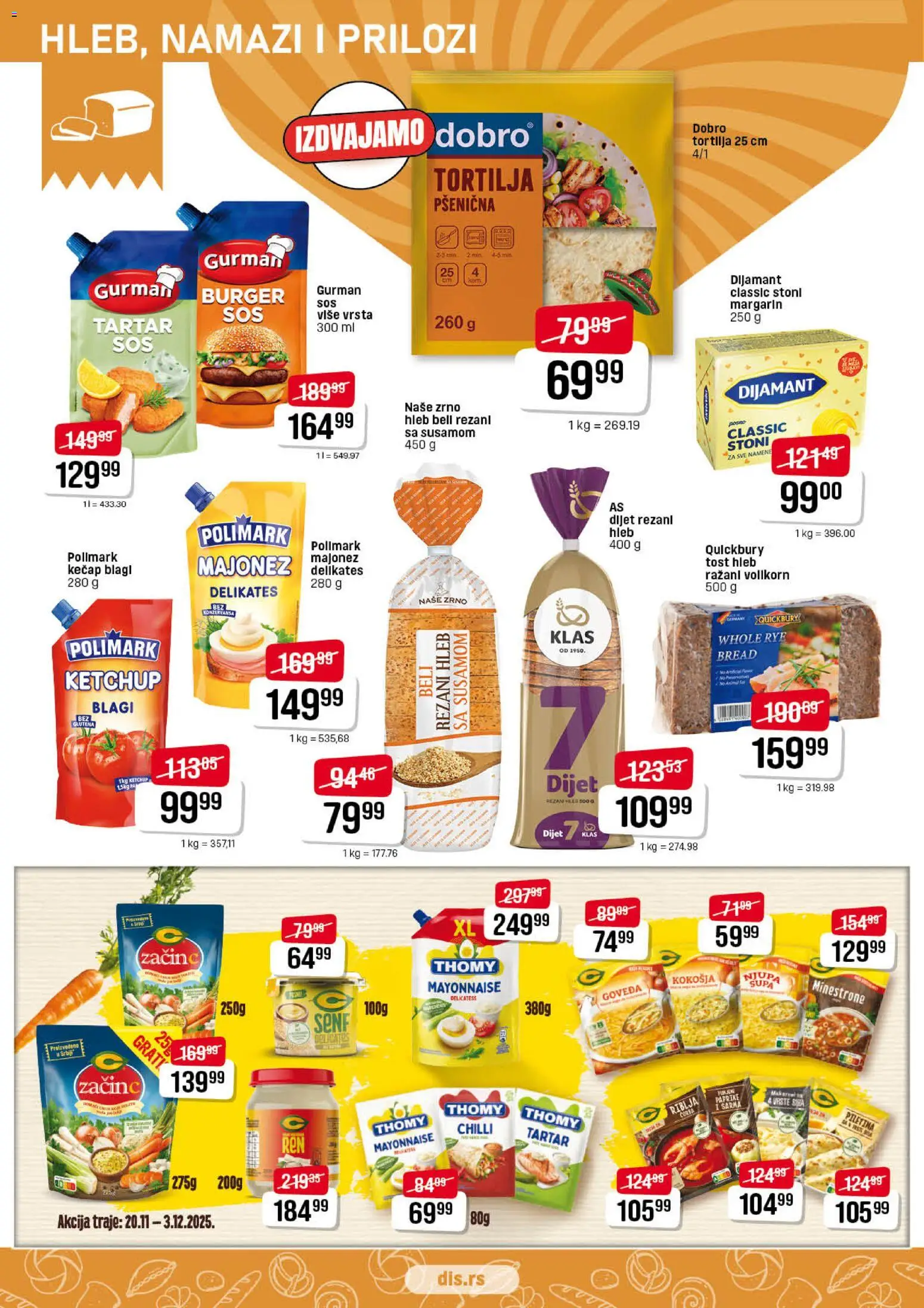 DIS katalog - važi od 20.11.2025 | Strana: 6 | Proizvode: Tortilja, Burger, Margarin, Hleb