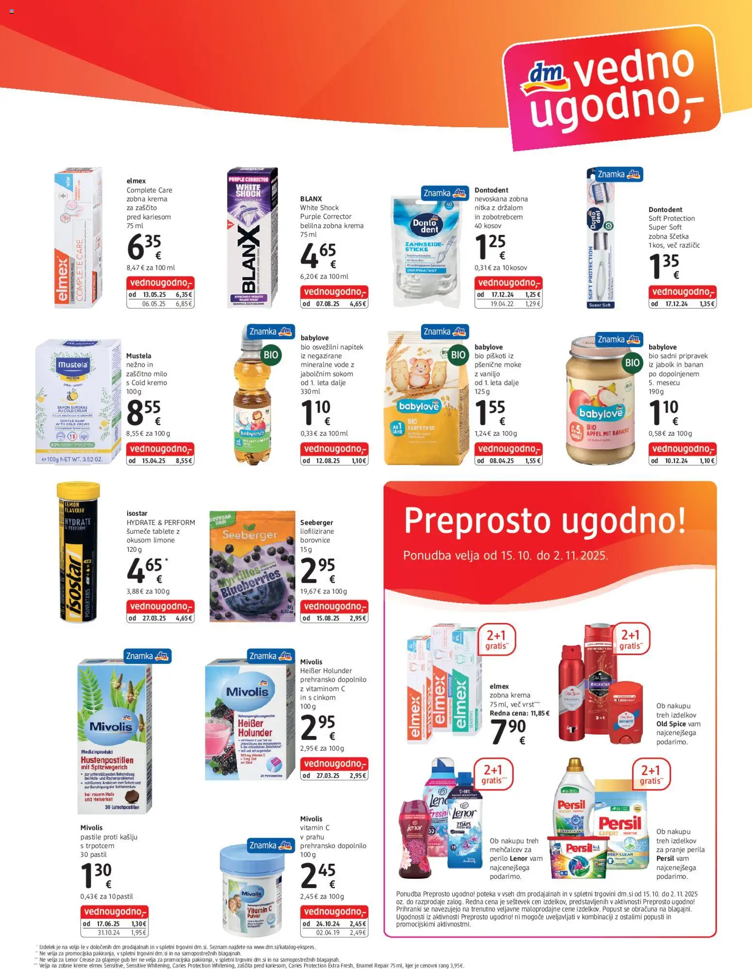 Novi DM Drogerie Markt katalog ponudbe – veljaven od 15.10.2025 | Stran: 3 | Izdelki: Milo, Zobna scetka, Borovnice, Piskoti