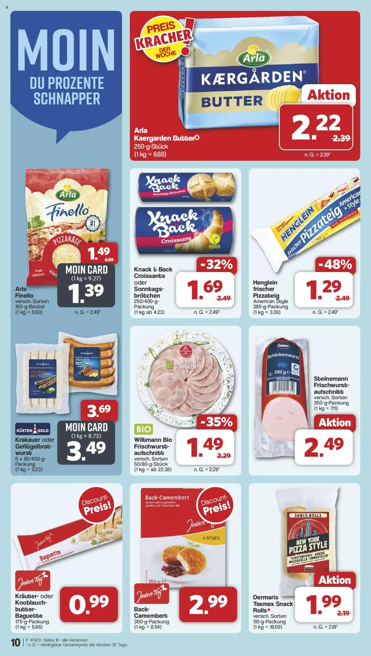 Famila Nordwest Prospekt 	 - gültig ab dem 28.07.2025 | Seite: 10 | Produkte: Butter, Bratwurst, Schinken, Pizza