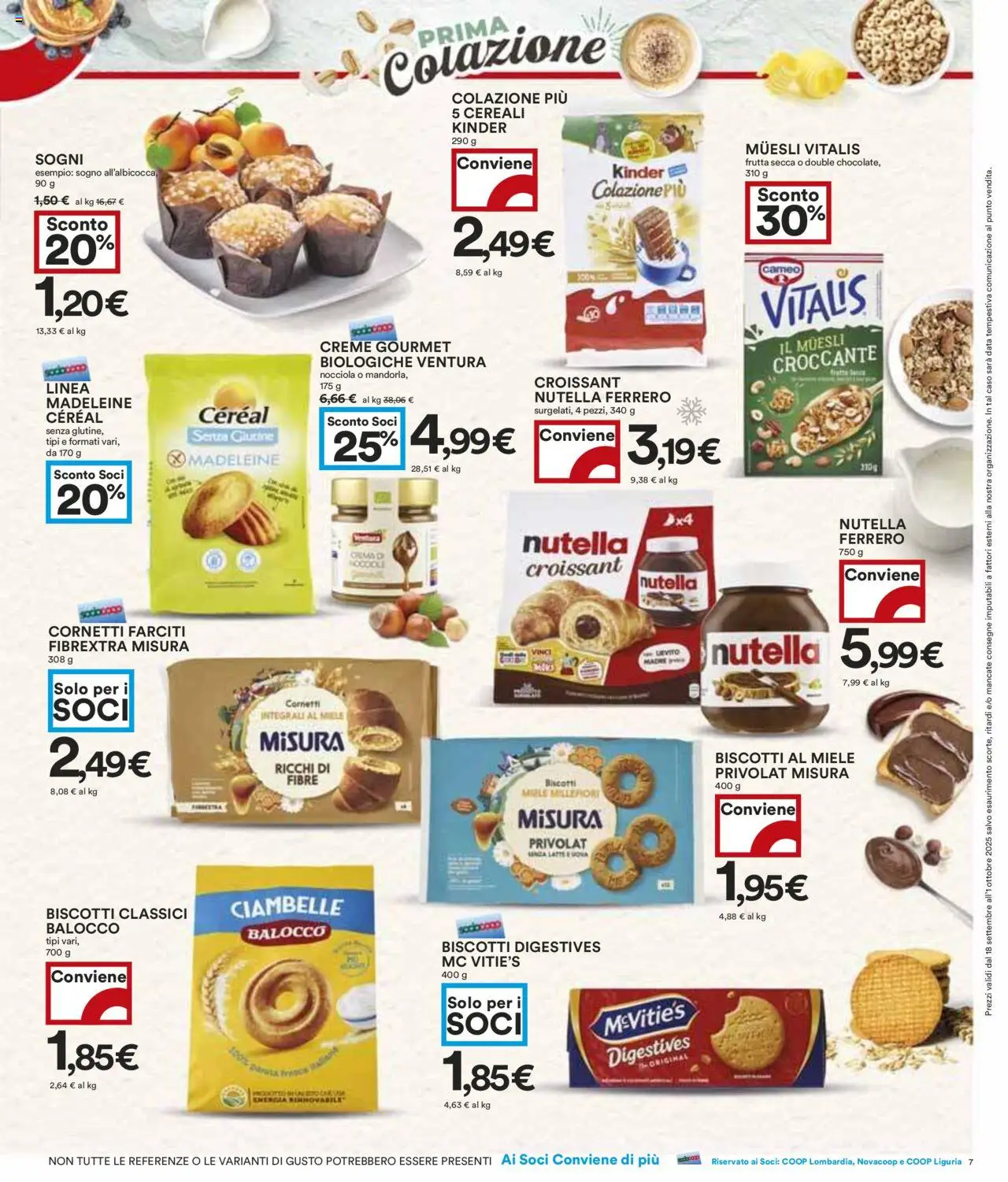 Volantino COOP del 18.09.2025 | Pagina: 7 | Prodotti: Ciambelle, Cereali, Biscotti, Nutella