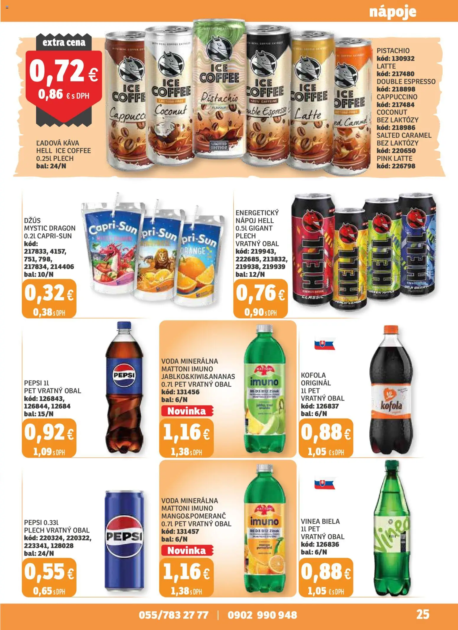 Nové Labaš akcie – leták je platný od 14.11.2025 | Strana: 25 | Produkty: Káva, Džús, Mattoni, Voda