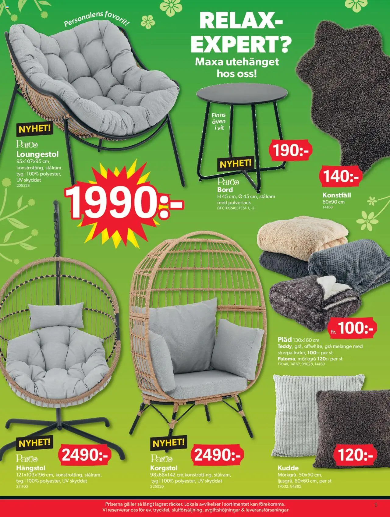 Dollar Store reklamblad aktuell från 07.04.2025 | Sida: 5 | Produkter: Loungestol, Kudde, Galler, Bord