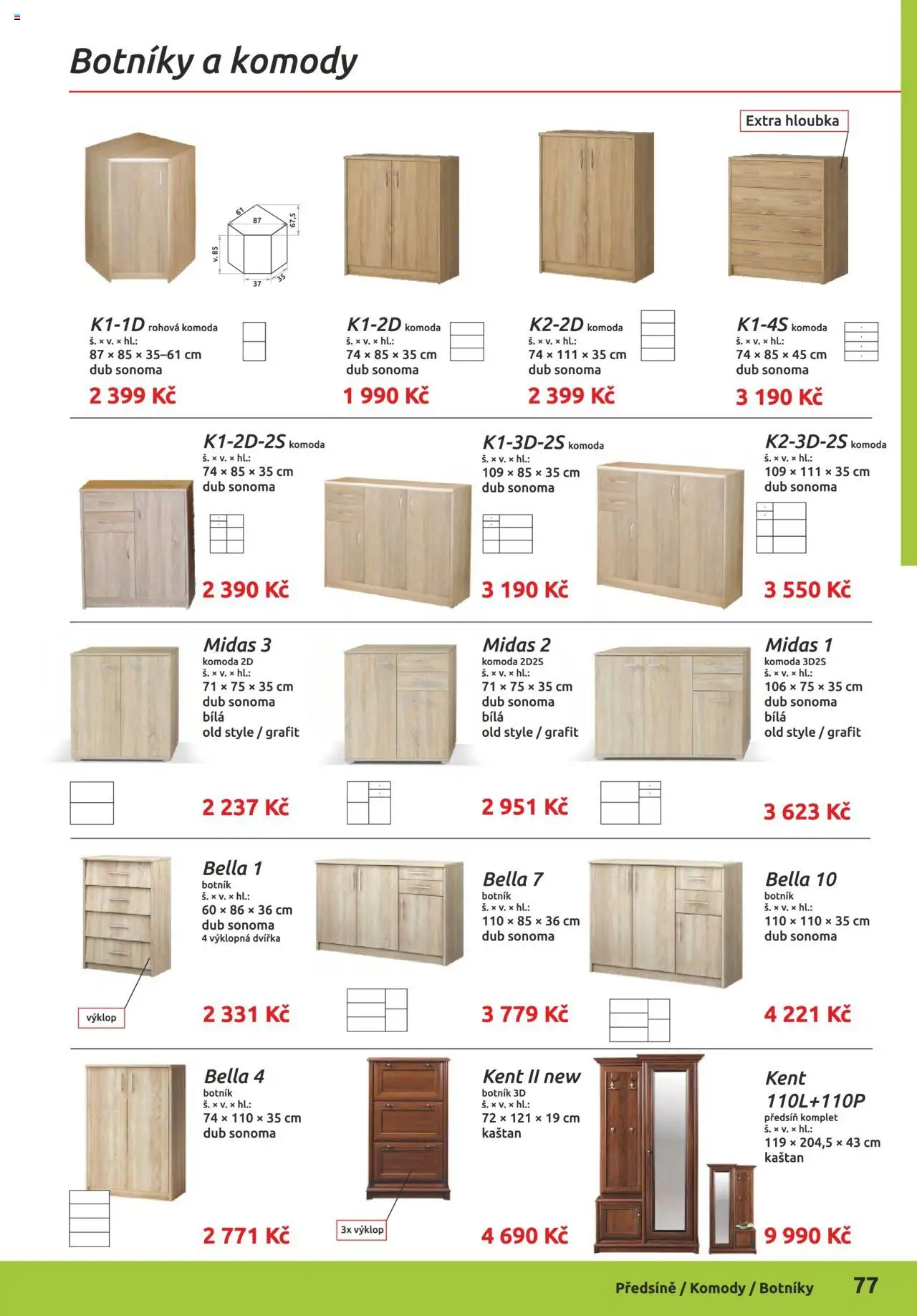 ORFA nábytek katalog 2025-2026 od 01.10.2025 | Strana: 77 | Produkty: Komody, Komoda, Botník