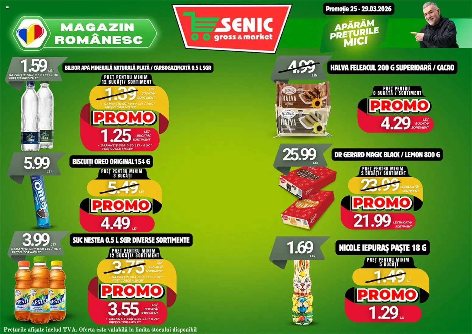 Noul catalog Senic – valabil de la 23.03.2026 | Pagină: 6 | Produse: Mici, Cacao, Biscuiți, Apă