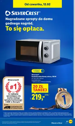 Pogląd oferty "Silvercrest® Kuchenka mikrofalowa srebrna, 700 W, Kuchenka mikrofalowa srebrna, 700 W, ok. 44,6 x 24,1 × 35,9 cm, 6 poziomów mocy" - ważna od 09.02.2026 | Strona: 29 | Produkty: Kuchenka mikrofalowa, Kuchenka
