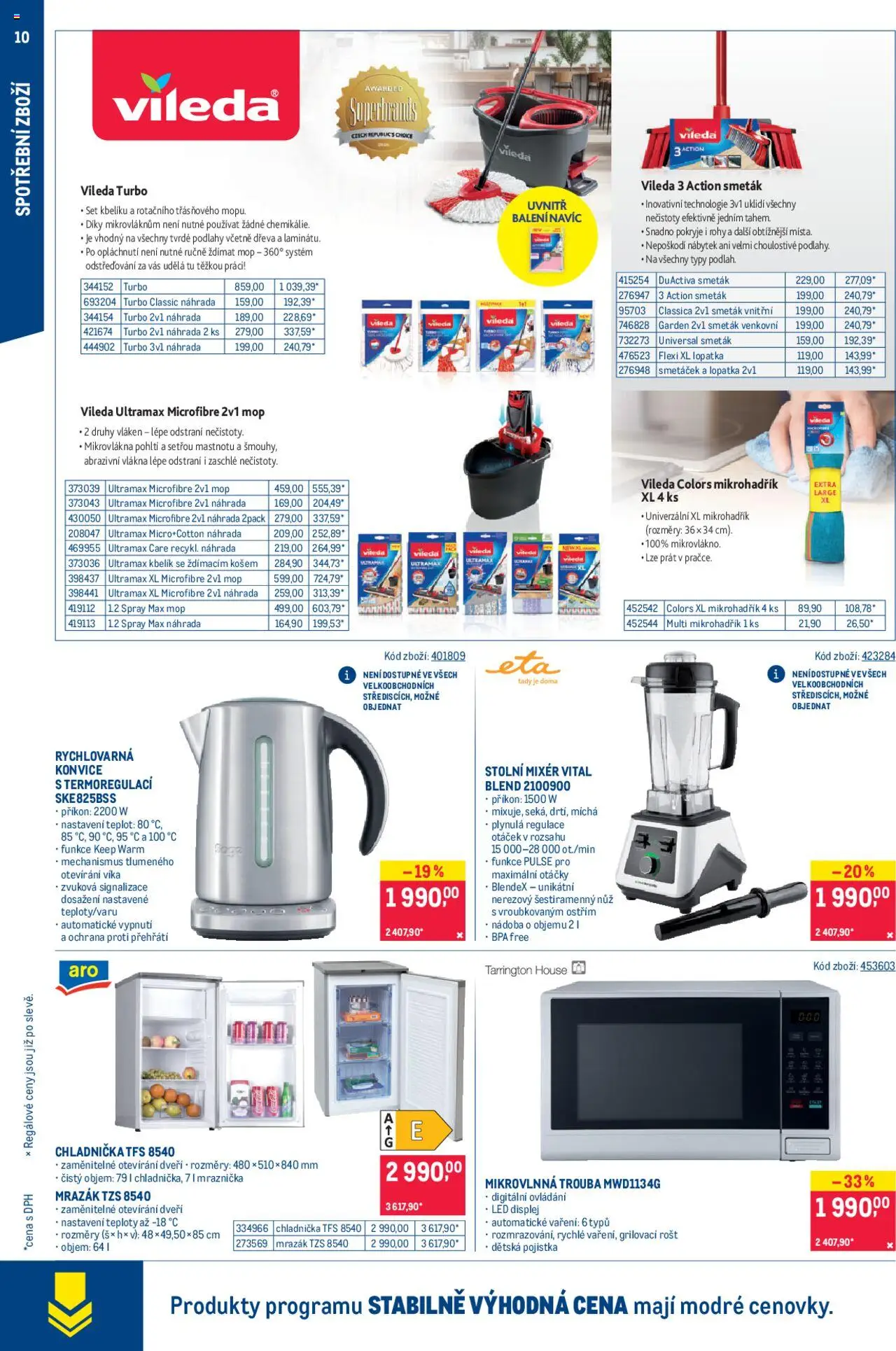 Makro leták - Spotřební zboží od 27.08.2025 | Strana: 10 | Produkty: Mop vileda, Rychlovarná konvice, Nábytek, Stolní mixér