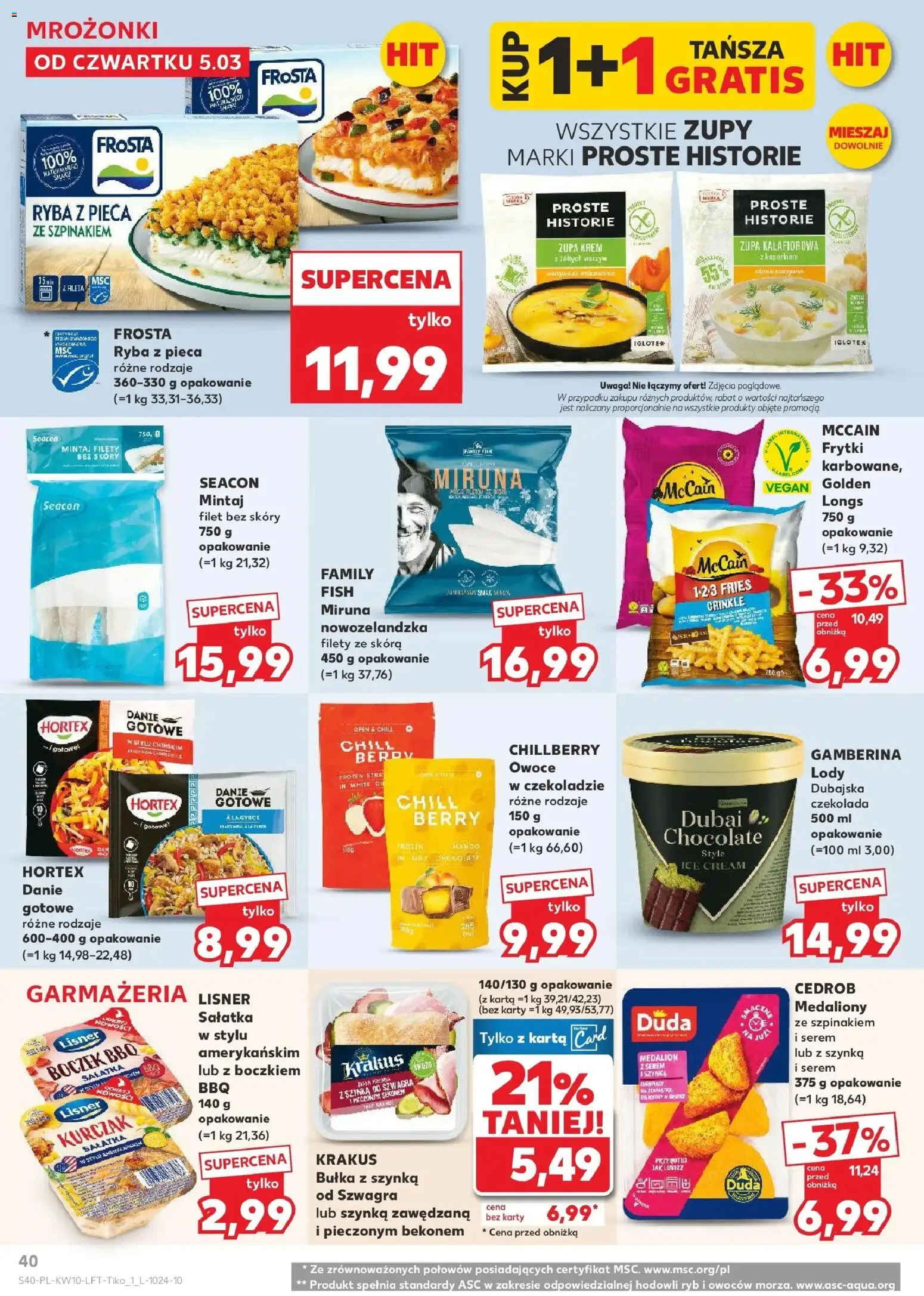 Kaufland gazetka od 05.03.2026 | Strona: 40 | Produkty: Karta, Bułka, Frytki, Lody