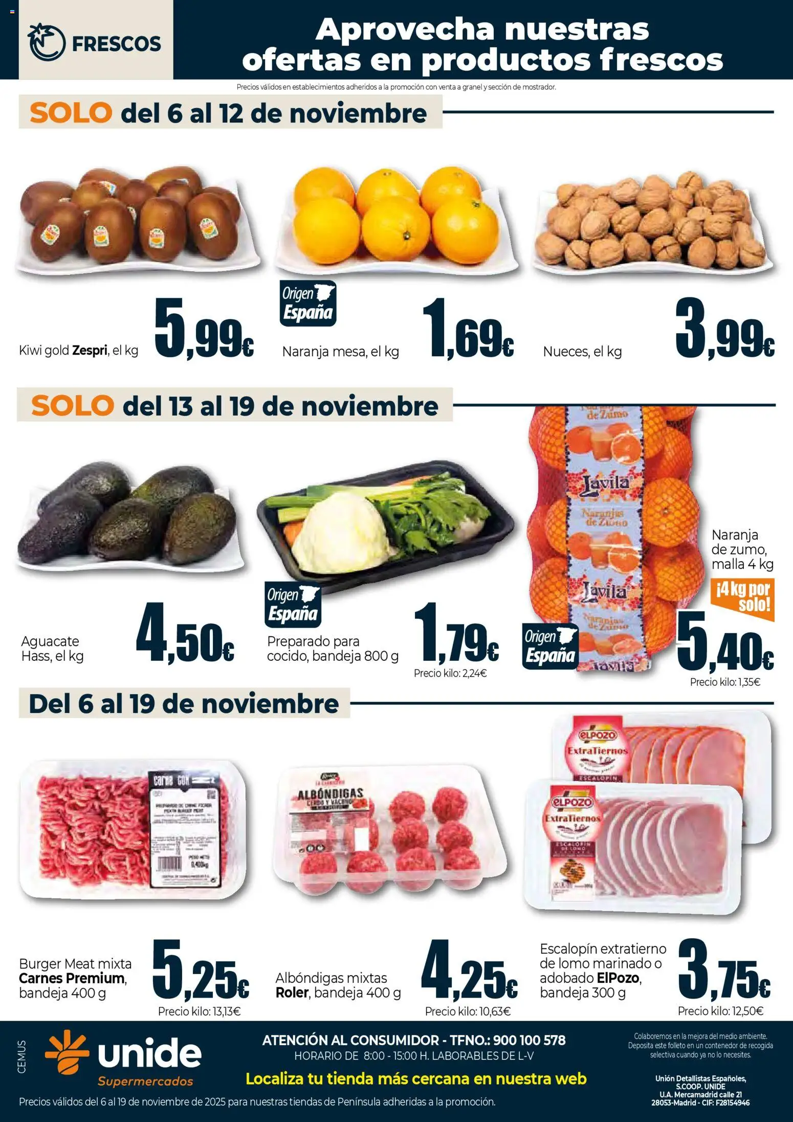 Unide - Comprometidos con tu ahorro Super │ válido desde el 06.11.2025 | Página: 4 | Productos: Naranjas, Kiwi, Ροζ πιπέρι, Bandeja