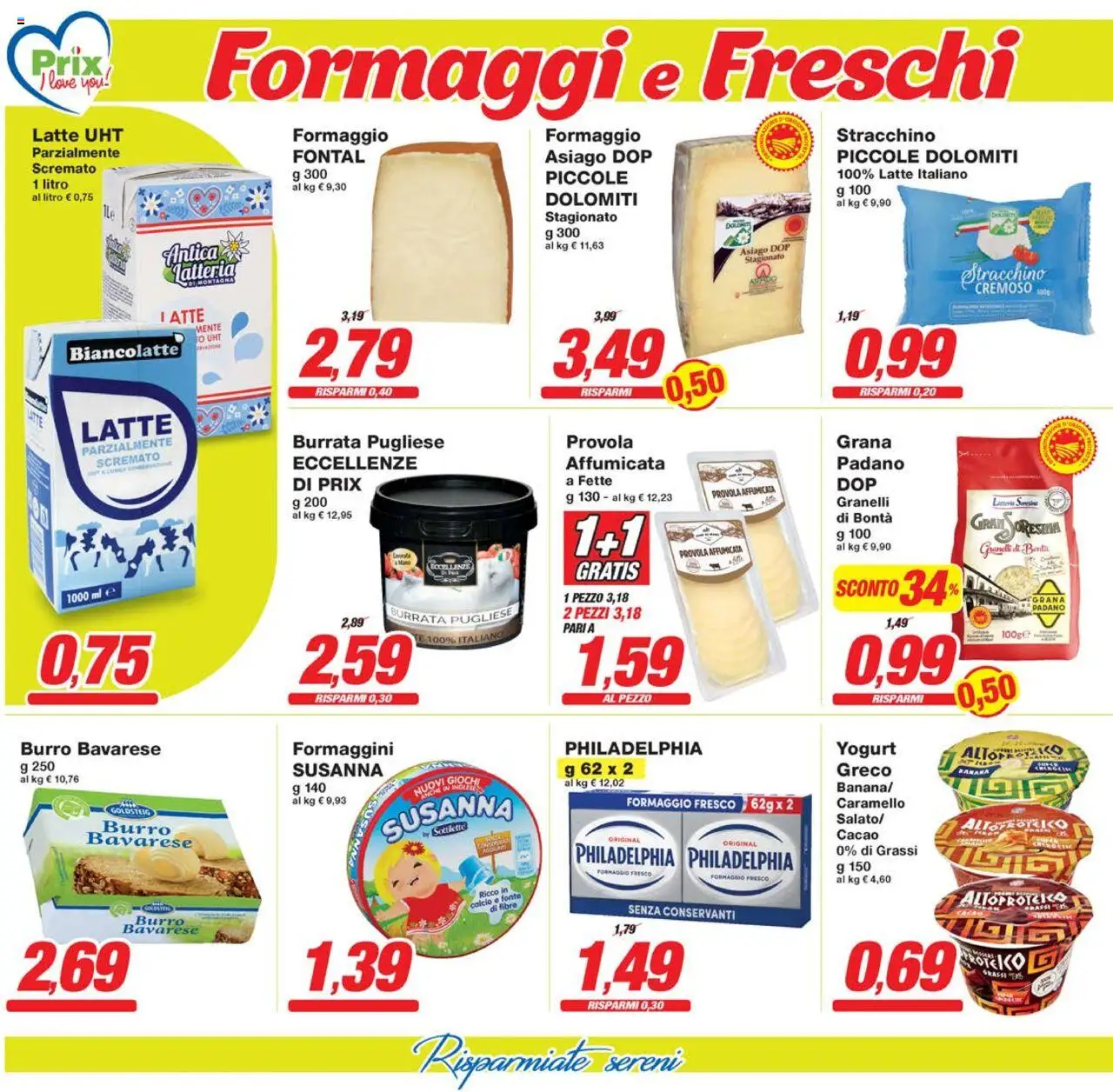 Volantino Prix del 26.09.2025 | Pagina: 8 | Prodotti: Yogurt, Latte, Formaggio, Stracchino