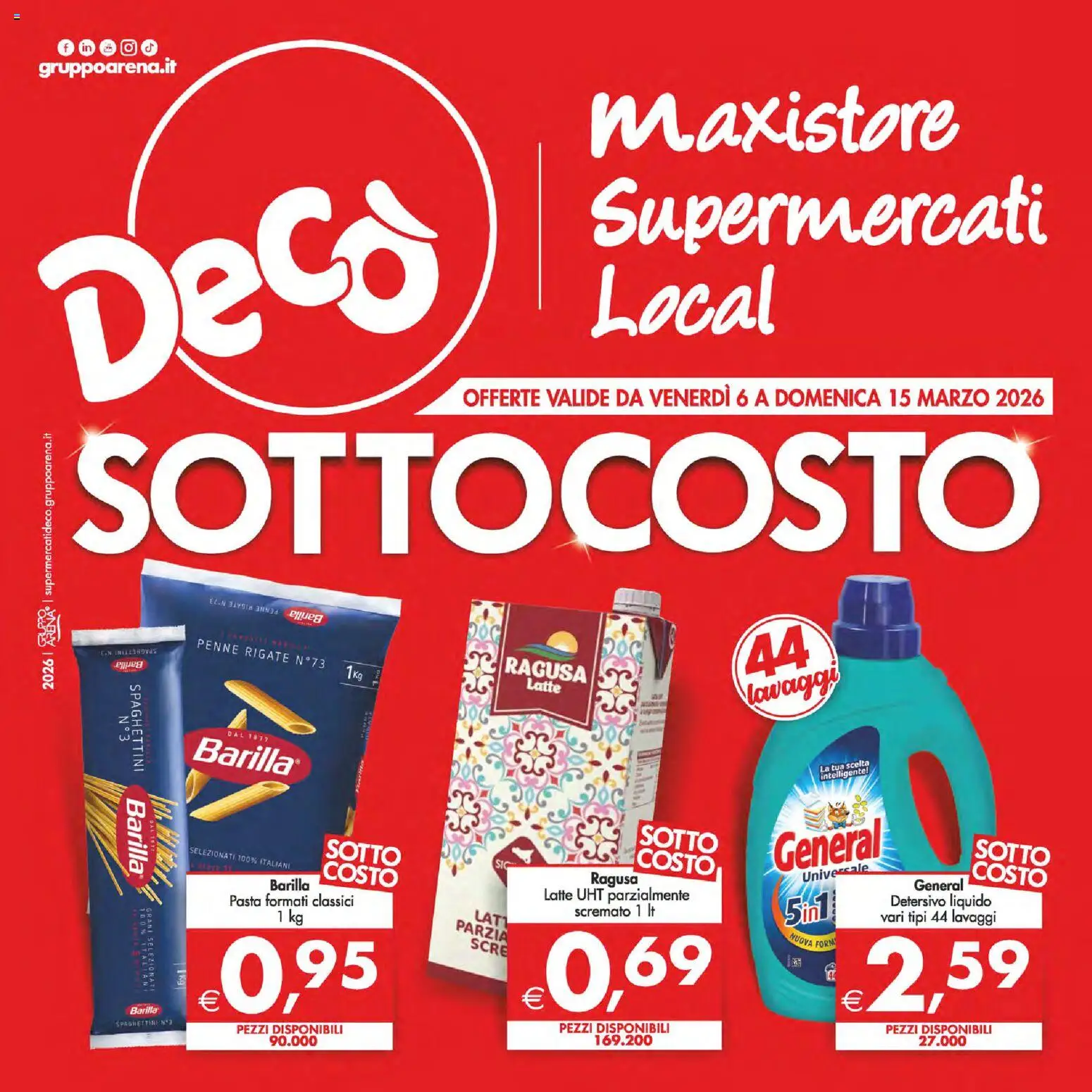 Volantino Decò del 06.03.2026 | Pagina: 1 | Prodotti: Latte, Pasta, Penne