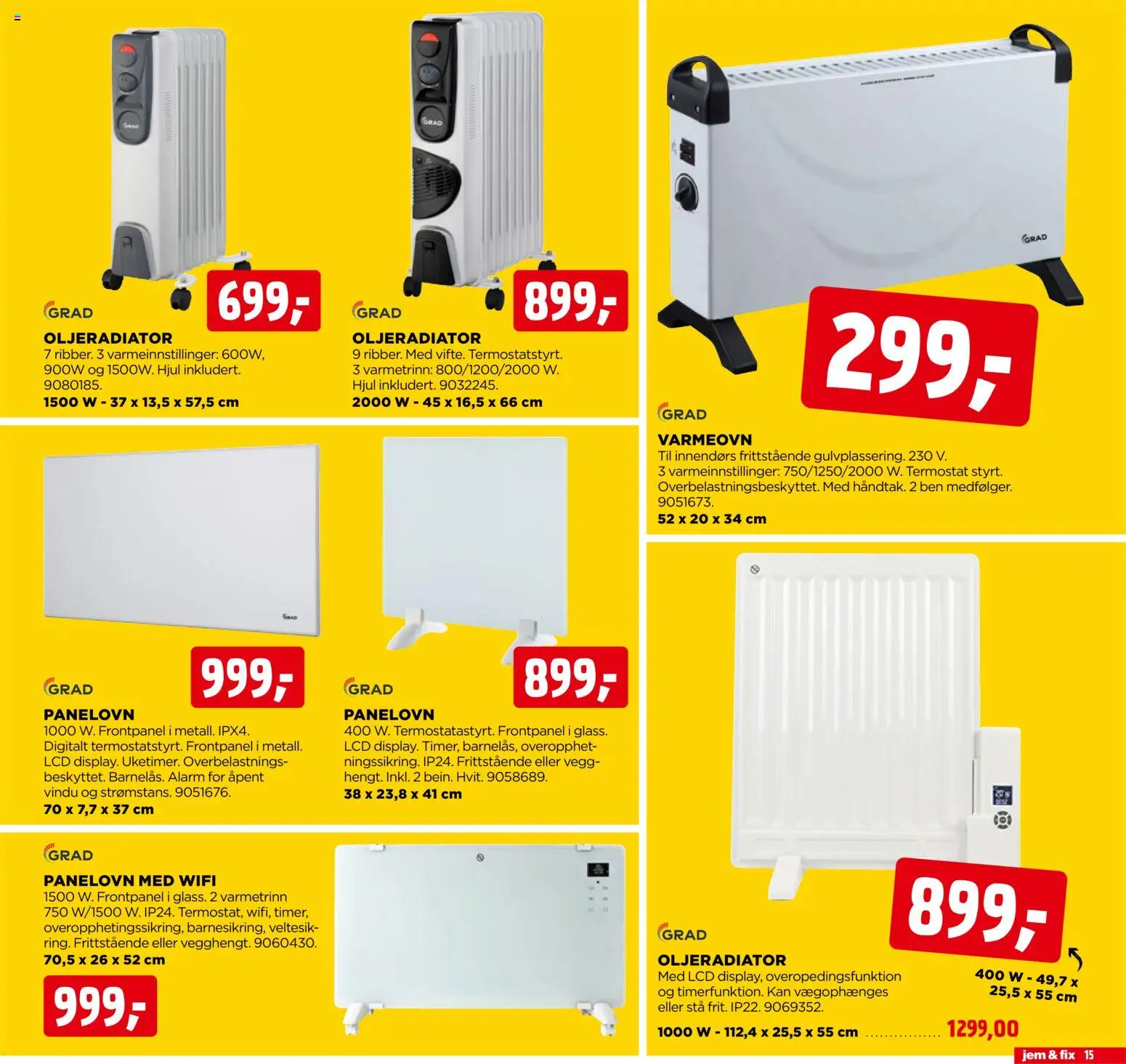 {H1} | Side: 15 | Produkter: Varmeovn, Panelovn