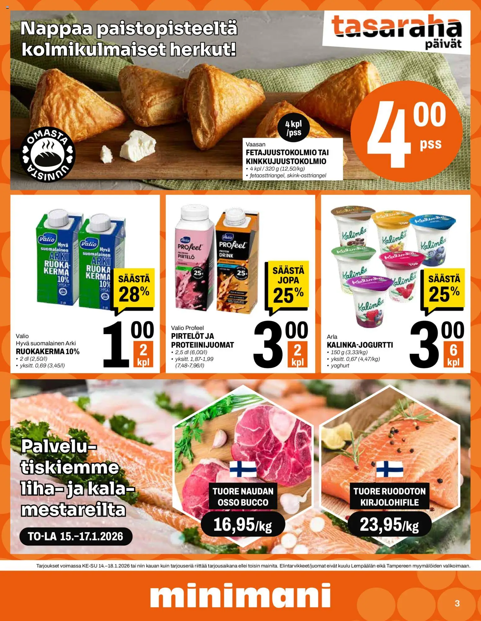 Minimani tarjoukset – voimassa 14.01.2026 alkaen | Sivu: 3 | Tuotteet: Pirtelö, Kala, Kerma