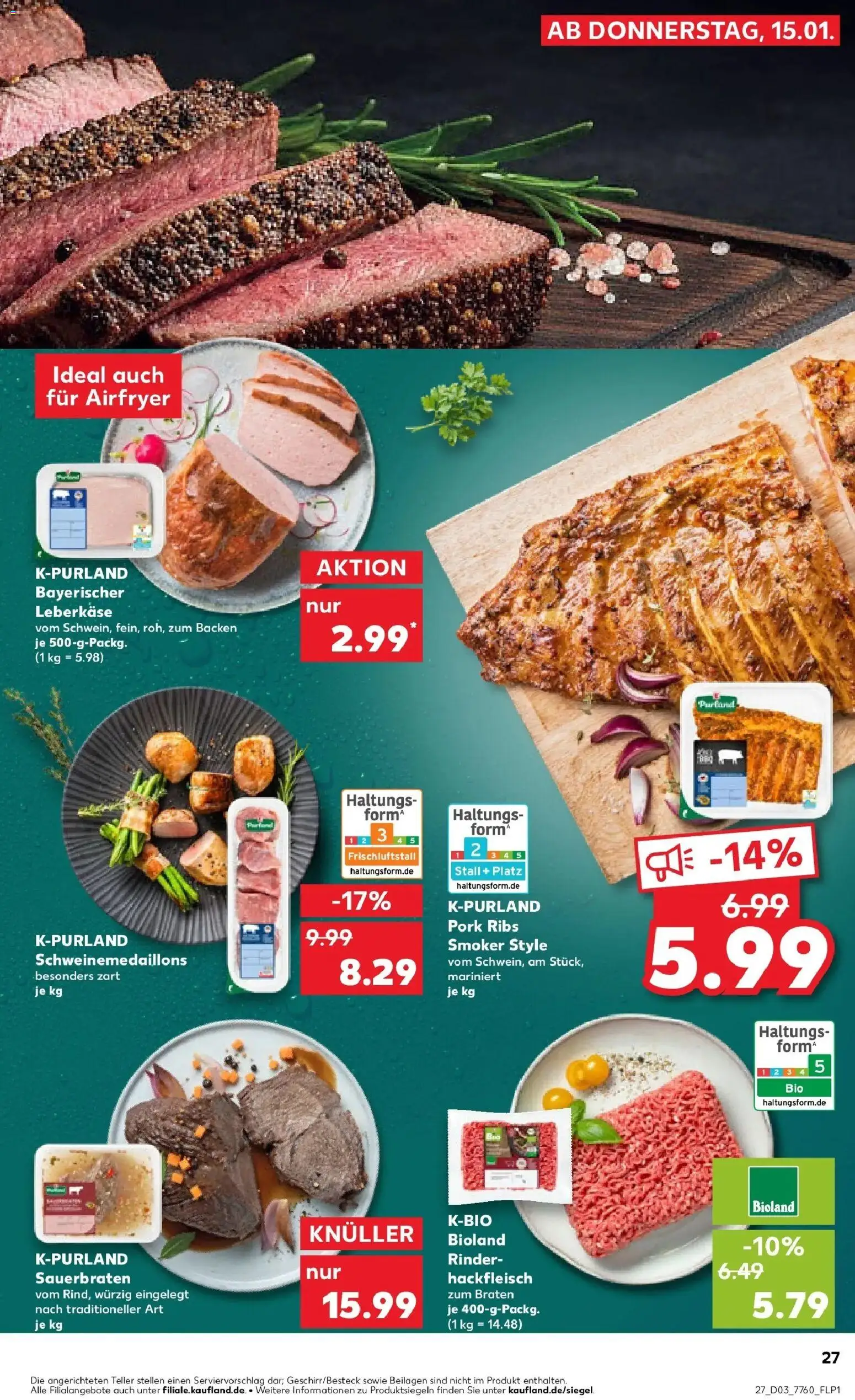 Kaufland prospekt Königsbrunn	 – gültig ab 15.01.2026 | Seite: 27 | Produkte: Hackfleisch, Leberkase