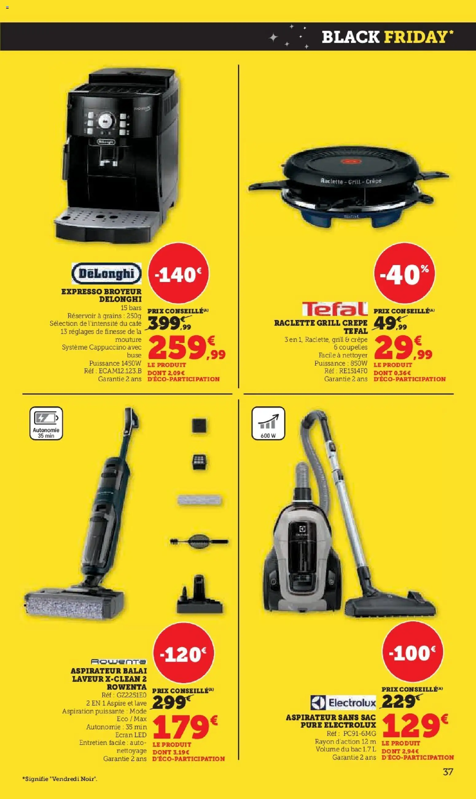 {H1} | Page: 37 | Produits: Aspirateur sans sac, Aspirateur, Raclette, Tefal