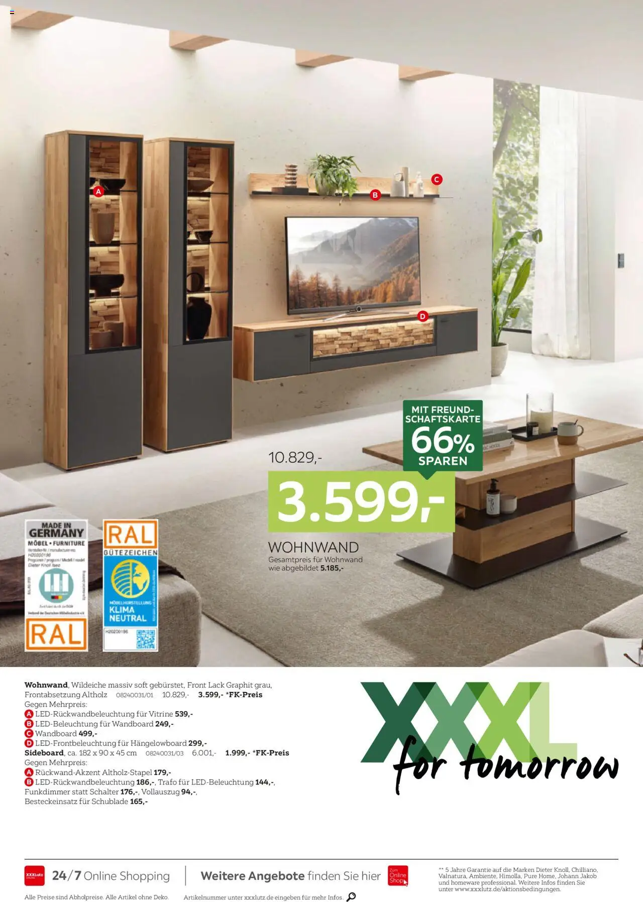 XXXL Lutz Wohnideen – gültig ab 08.09.2025 | Seite: 10 | Produkte: Wohnwand, Wandboard, Vitrine
