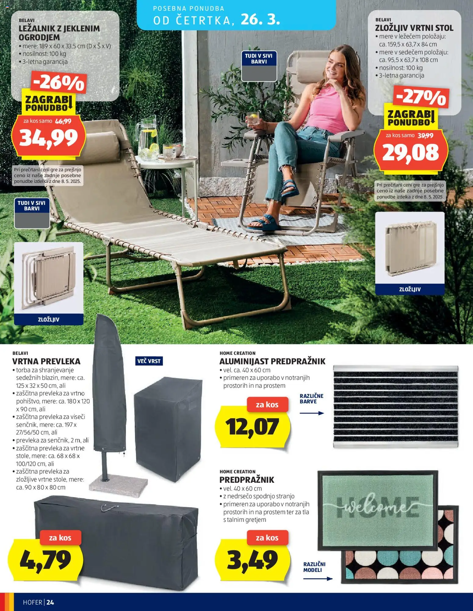 Novi Hofer katalog katalog ponudbe – veljaven od 19.03.2026 | Stran: 24 | Izdelki: Torba, Vrtni stol, Stol, Predpraznik
