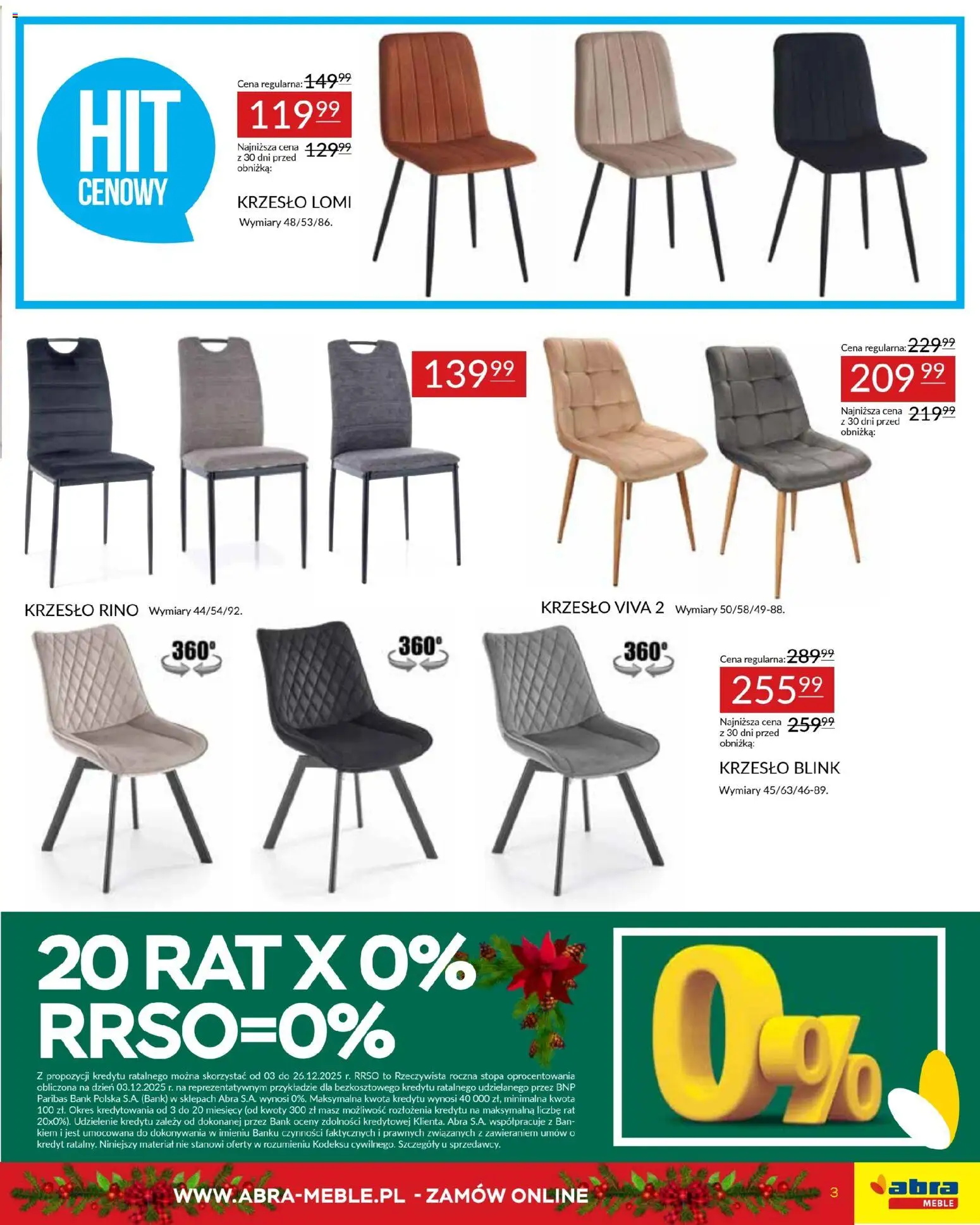 Abra meble Gazetka od 03.12.2025 | Strona: 3 | Produkty: Krzesło