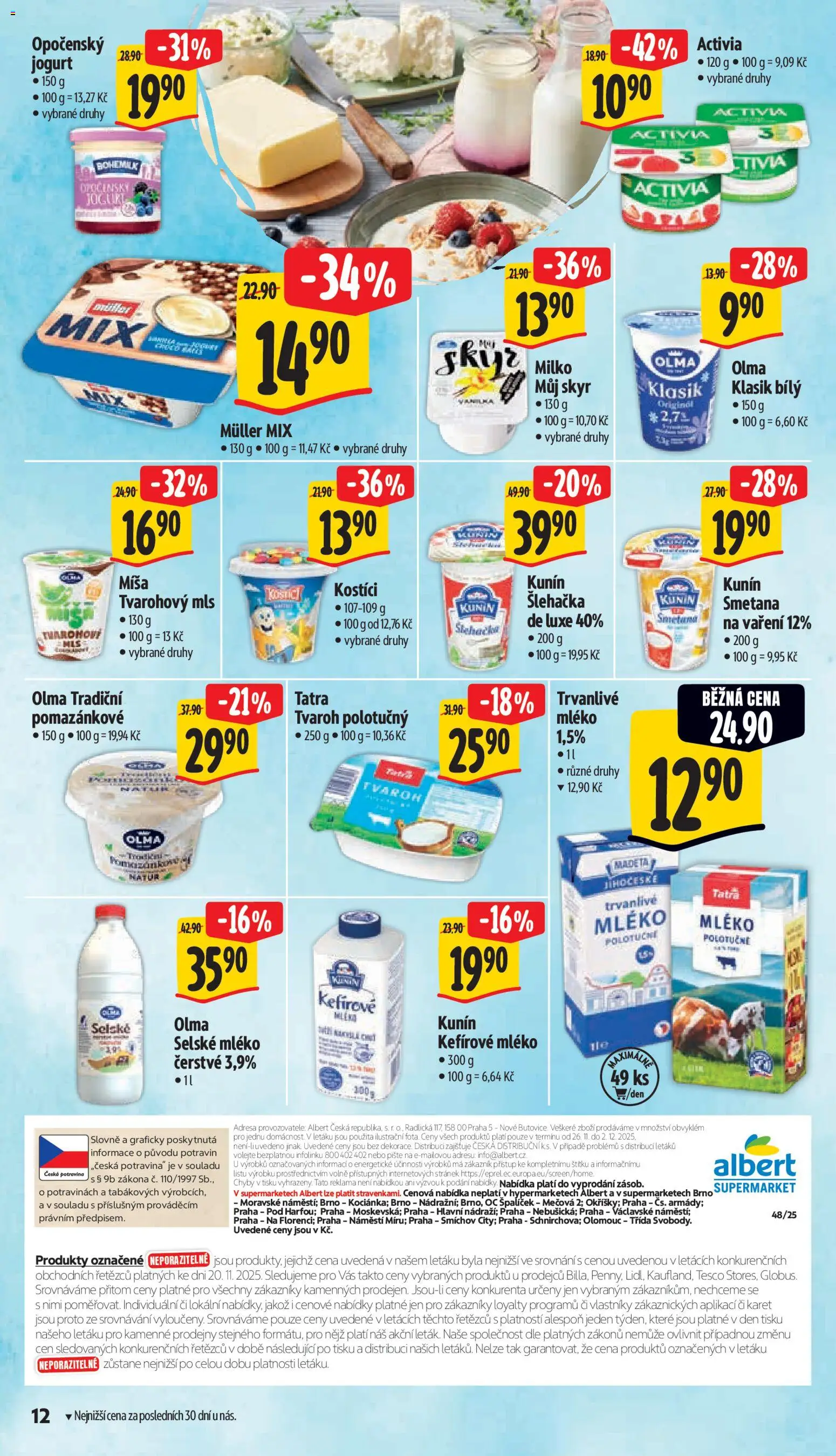 Albert leták - Supermarket od 26.11.2025 | Strana: 20 | Produkty: Mléko, Smetana, Šlehačka, Skyr