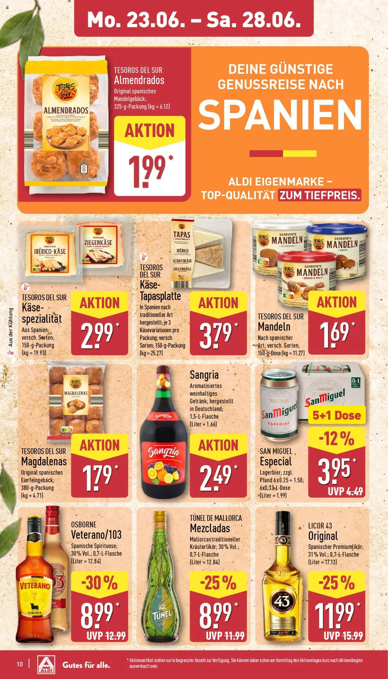 Aldi Prospekt 	 - gültig ab dem 23.06.2025 | Seite: 14 | Produkte: Osborne, Mandeln, Salz, Schafskase