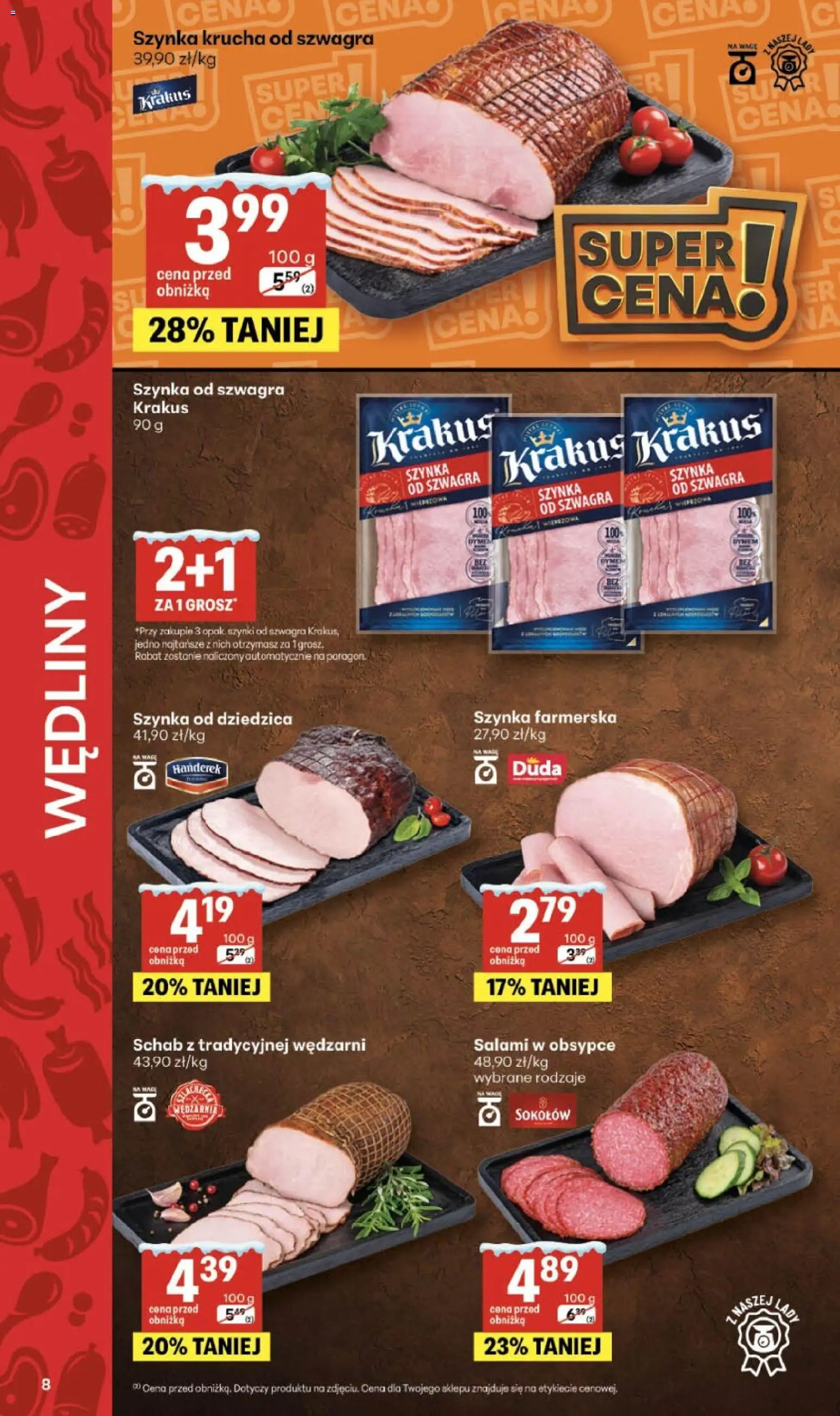 Delikatesy Centrum Gazetka od 29.01.2026 | Strona: 8 | Produkty: Schab, Szynka, Salami, Wędliny